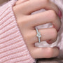 Model Wearing a Luxurious 0.5 Ct Heart Cut Diamond Pave Ring for Special Occasions