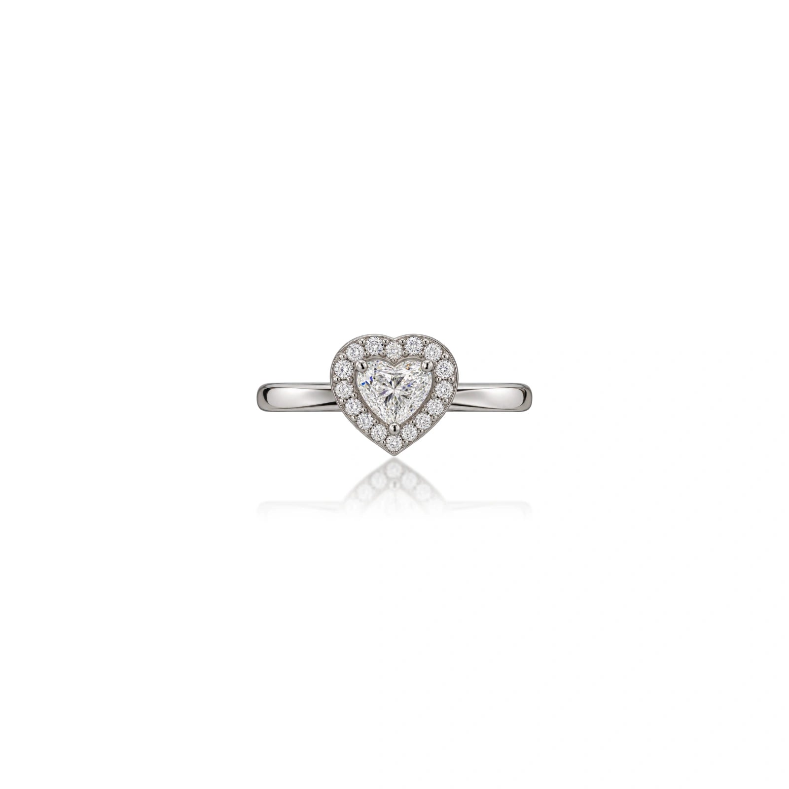 Premium 0.75 Ct Heart Cut Diamond Halo Ring for Party Wear by Fortune Jewellery