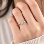 Model Wearing a Luxury 1 Ct Heart Cut Diamond Halo Ring