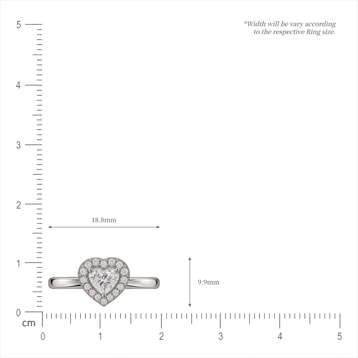 SI of 1 Ct Heart Cut Diamond Halo Ring
