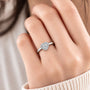 Model Wearing a Premium 2 Ct Heart Cut Diamond Halo Ring for an Elegant Look