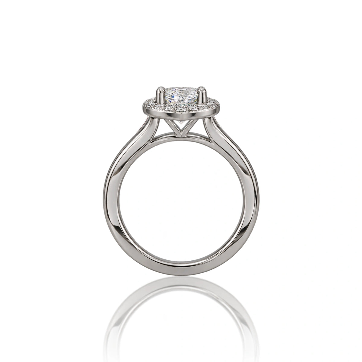 Eye-Catching 4 Ct Heart Cut Diamond Halo Ring by Fortune Jewellery