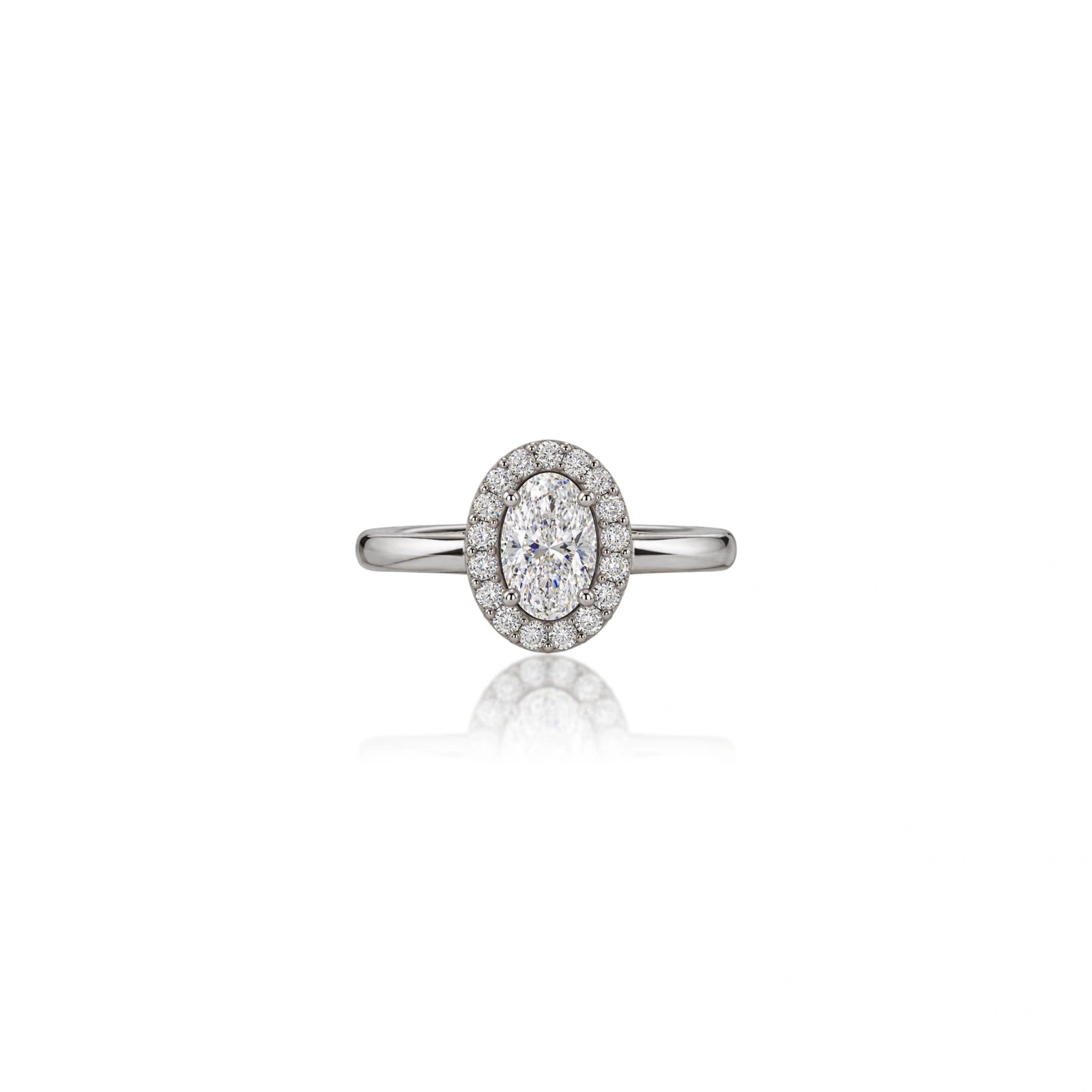 0.75 Ct Oval Cut Diamond Halo Ring