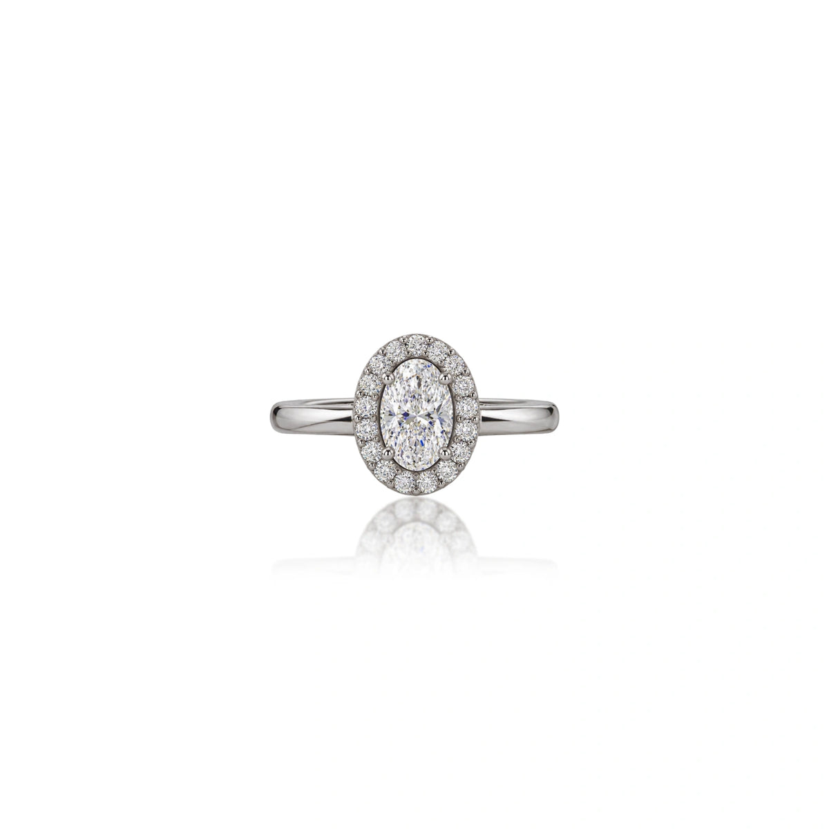 0.75 Ct Oval Cut Diamond Halo Ring