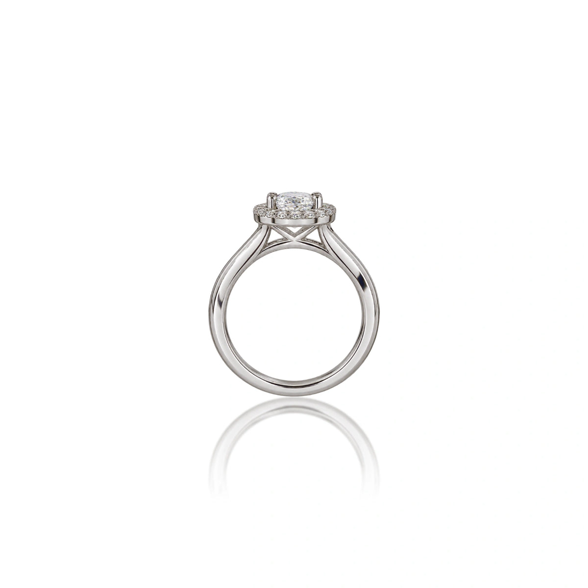 0.75 Ct Oval Cut Diamond Halo Ring