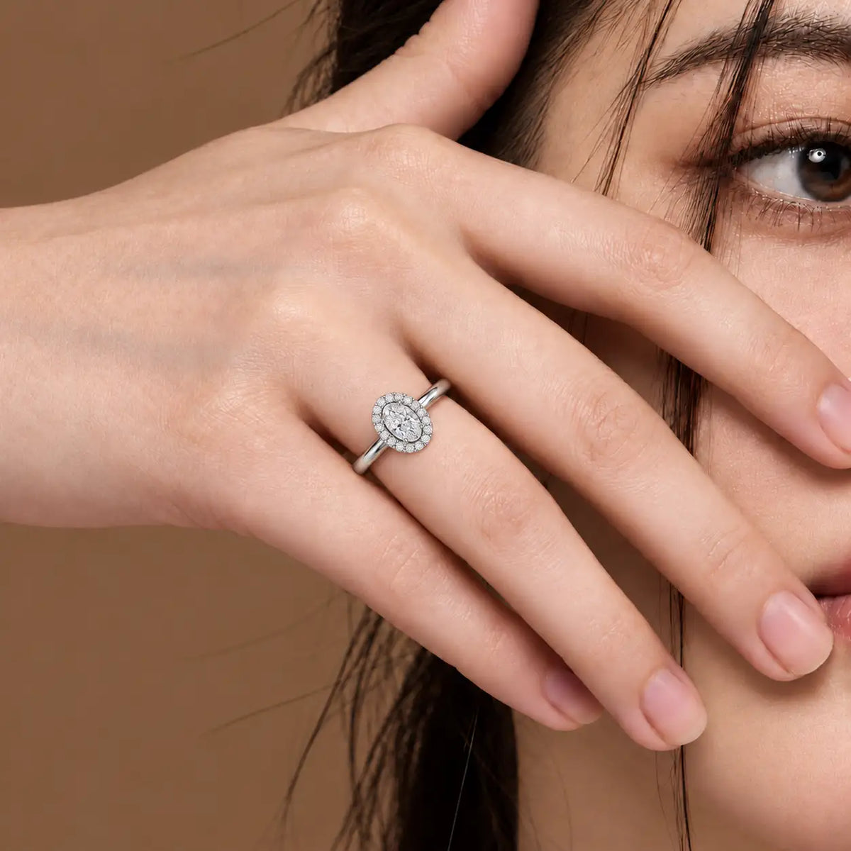 1 Ct Oval Cut Diamond Halo Ring