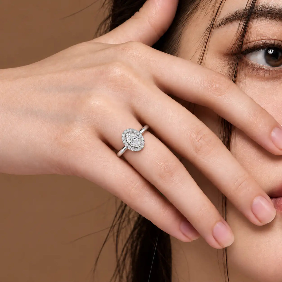 3 Ct Oval Cut Diamond Halo Ring