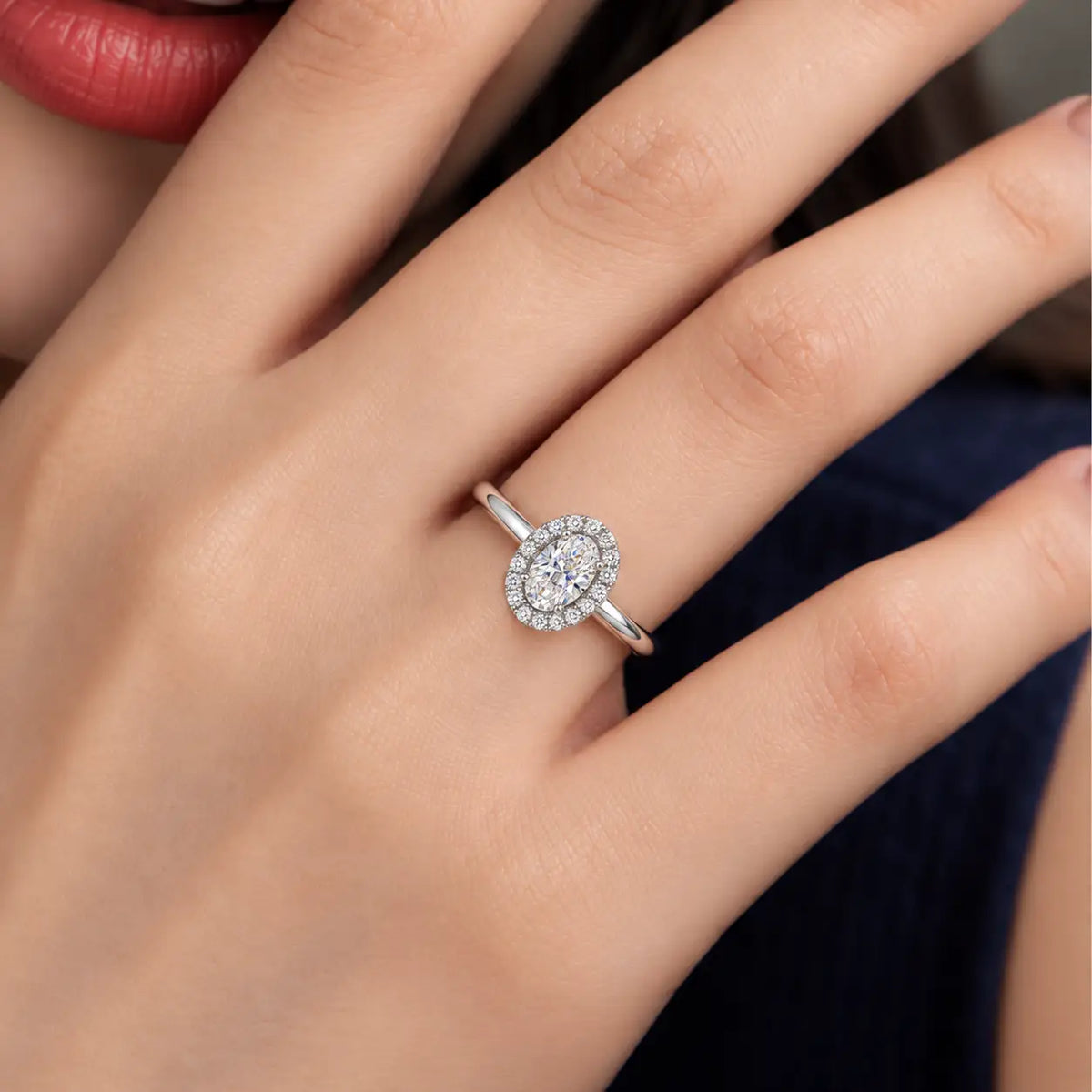 3 Ct Oval Cut Diamond Halo Ring