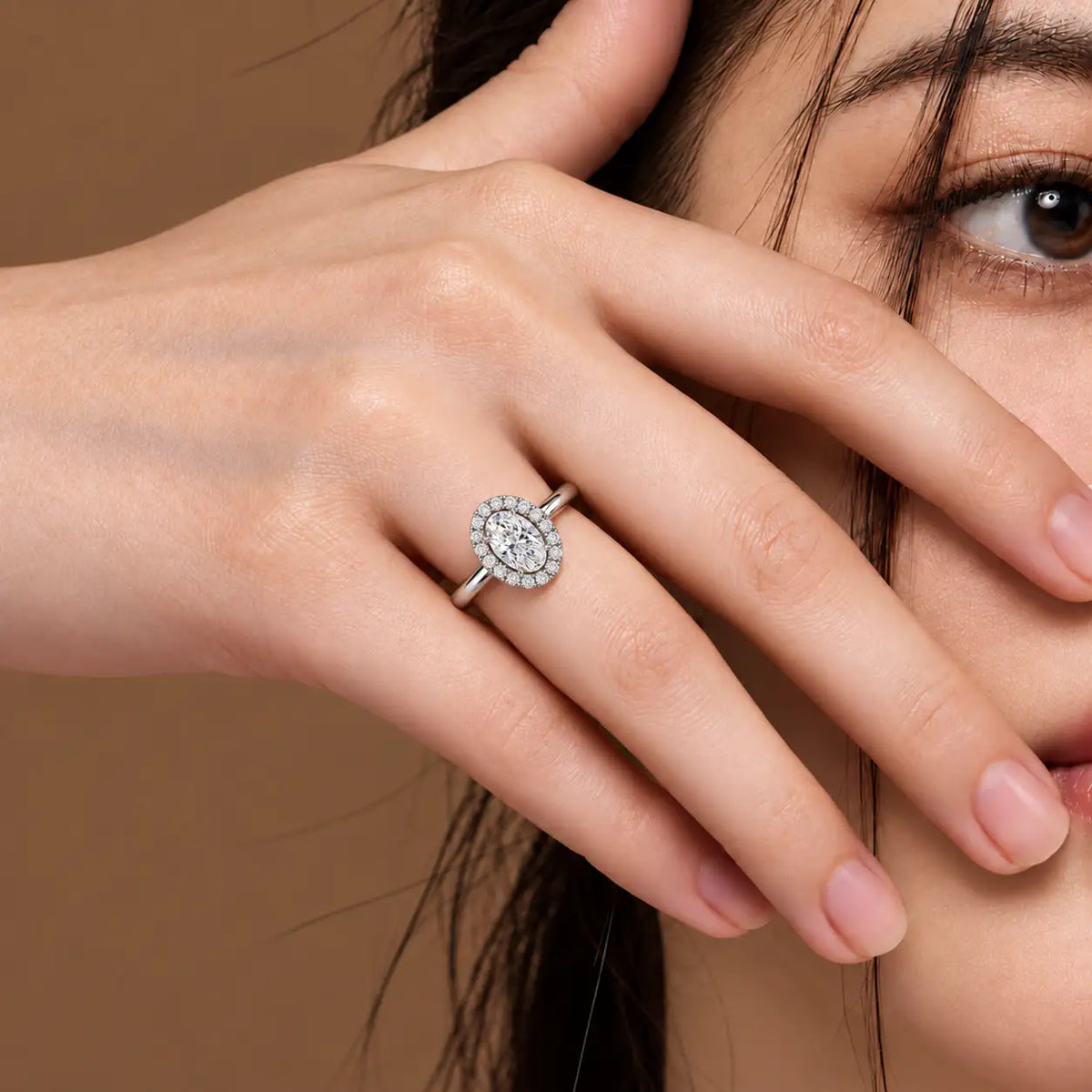 4 Ct Oval Cut Diamond Halo Ring