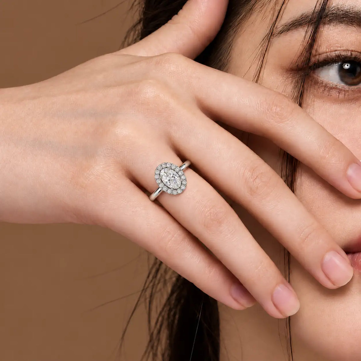 5 Ct Oval Cut Diamond Halo Ring