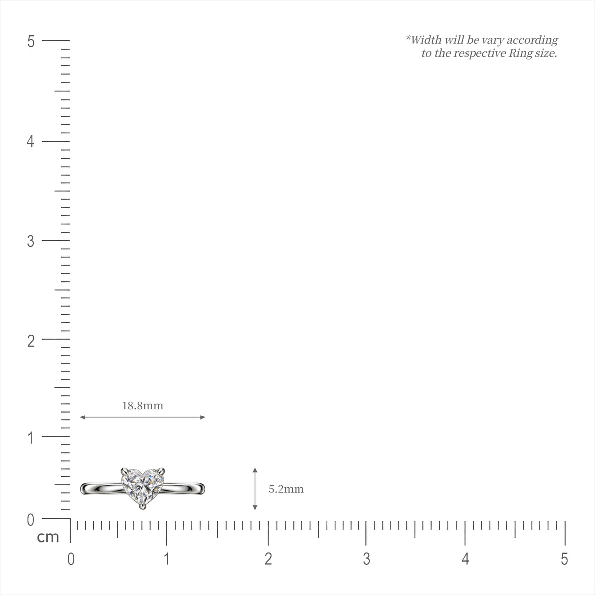 SI of 0.5 Ct Heart Cut Diamond Solitaire Ring