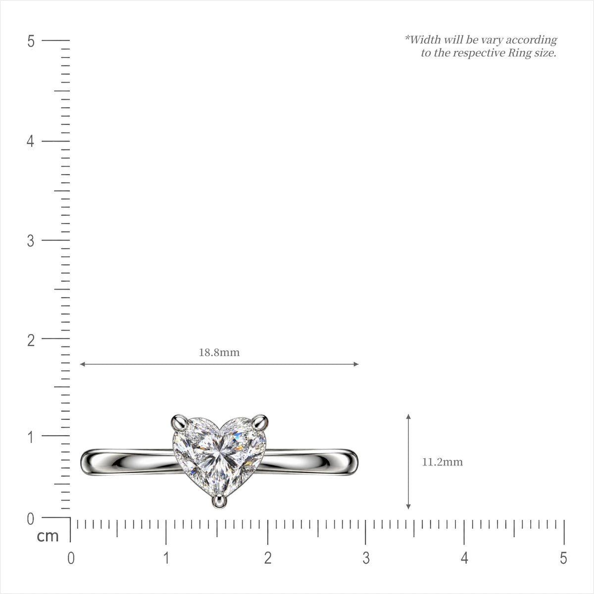 SI of 5 Ct Heart Cut Diamond Solitaire Ring