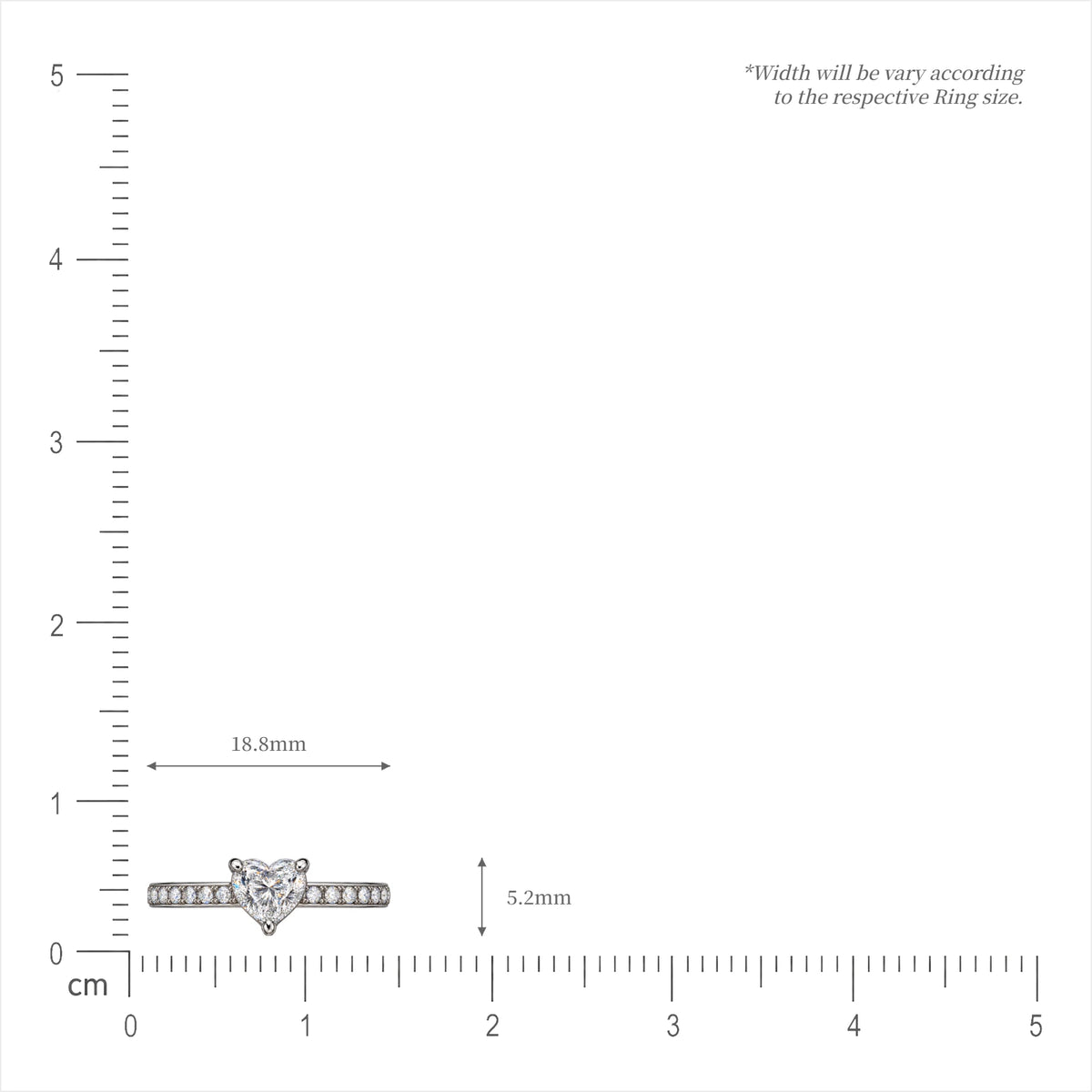 SI of 0.5 Ct Heart Cut Diamond Pavé Ring