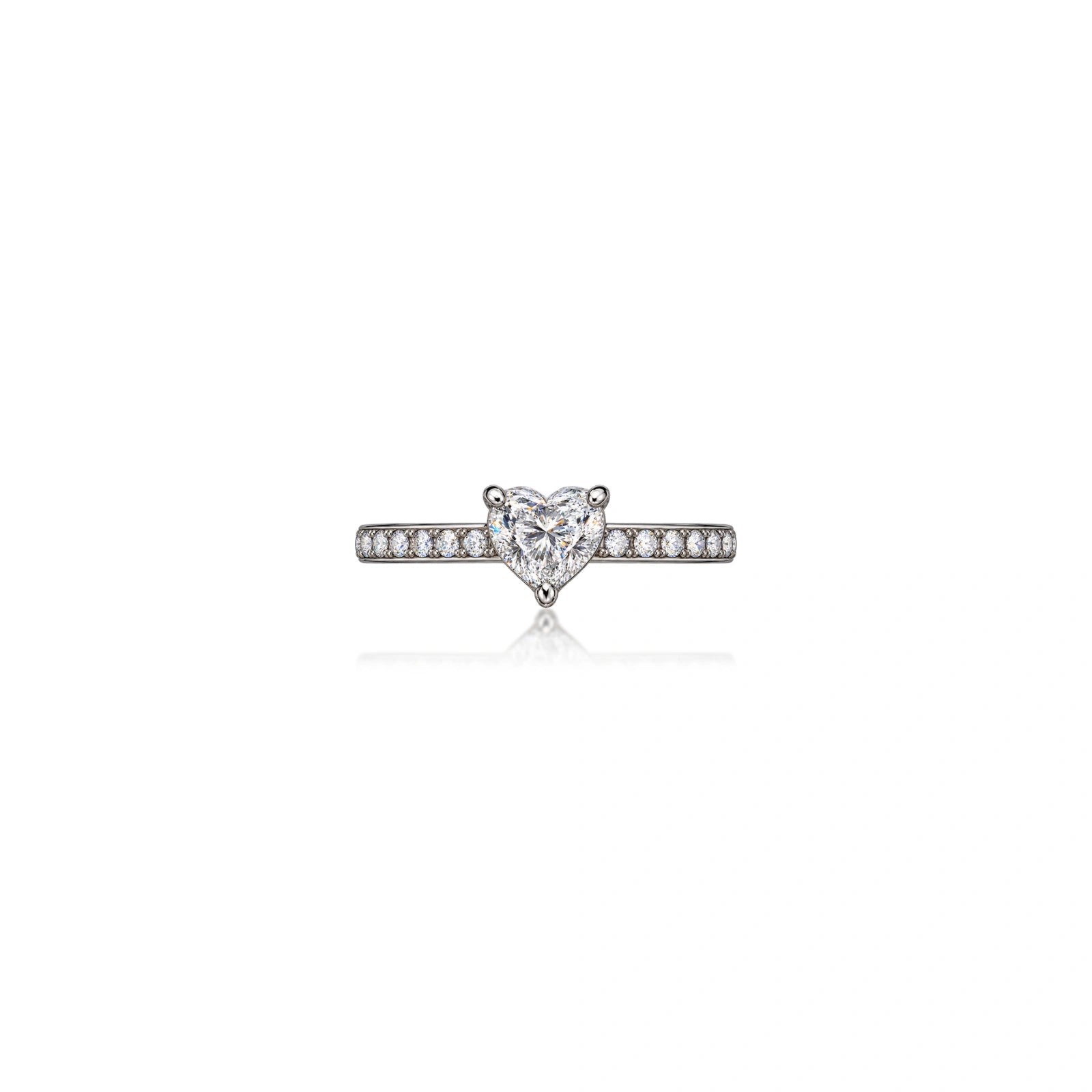 Dazzling Romance 0.75 Ct Heart Cut Diamond Pavé Ring by Fortune