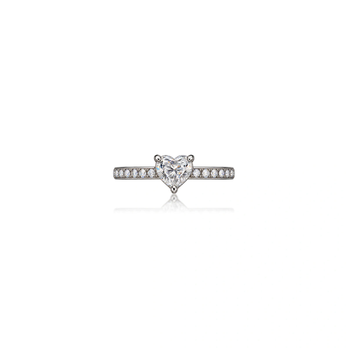 Dazzling Romance 0.75 Ct Heart Cut Diamond Pavé Ring by Fortune
