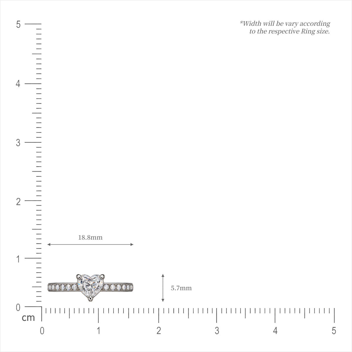 SI of 0.75 Ct Heart Cut Diamond Pavé Ring for Women