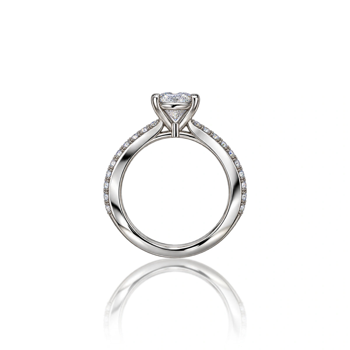Classic Romance 3 Ct Heart Cut Diamond Pavé Ring for Women