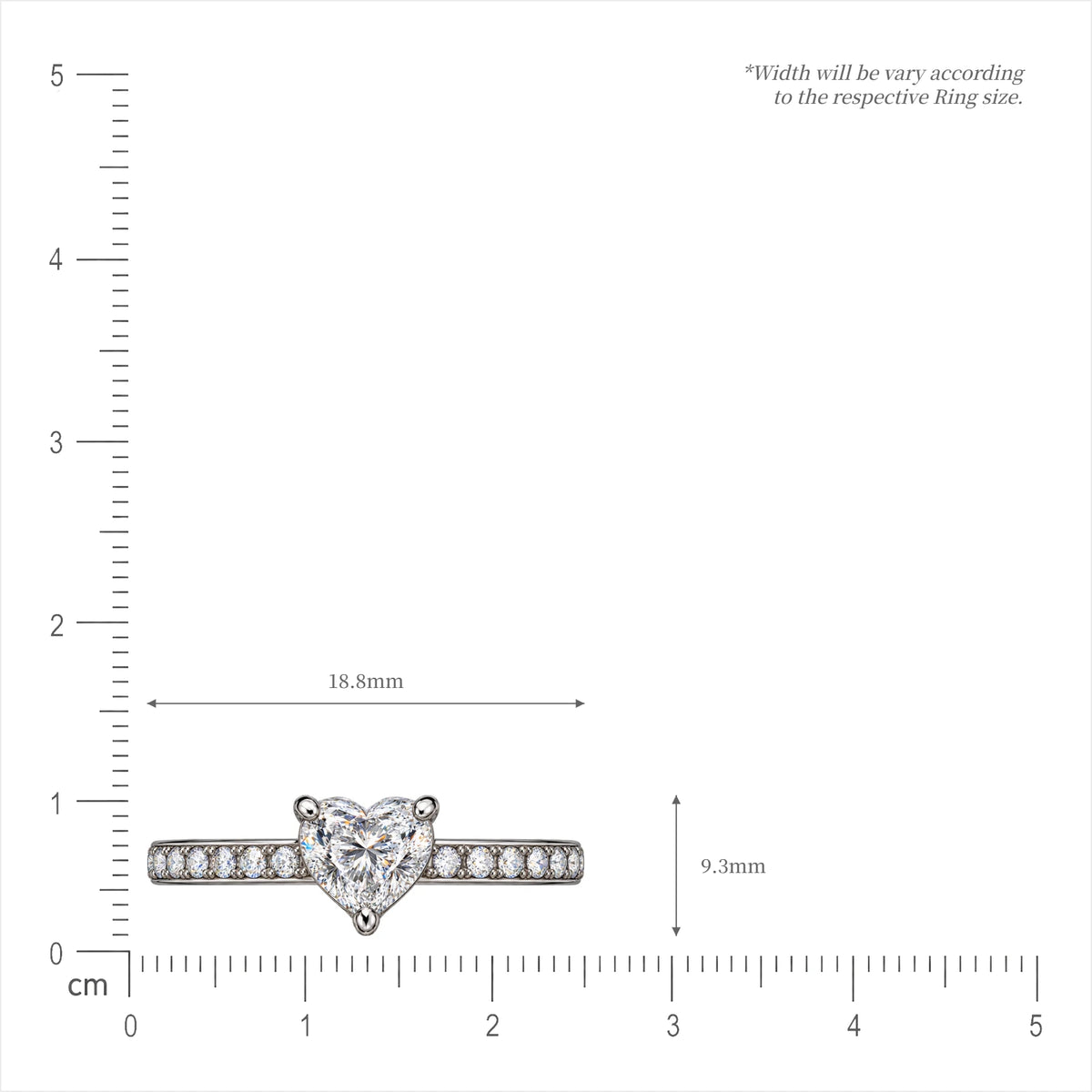 SI of 3 Ct Heart Cut Diamond Pavé Ring