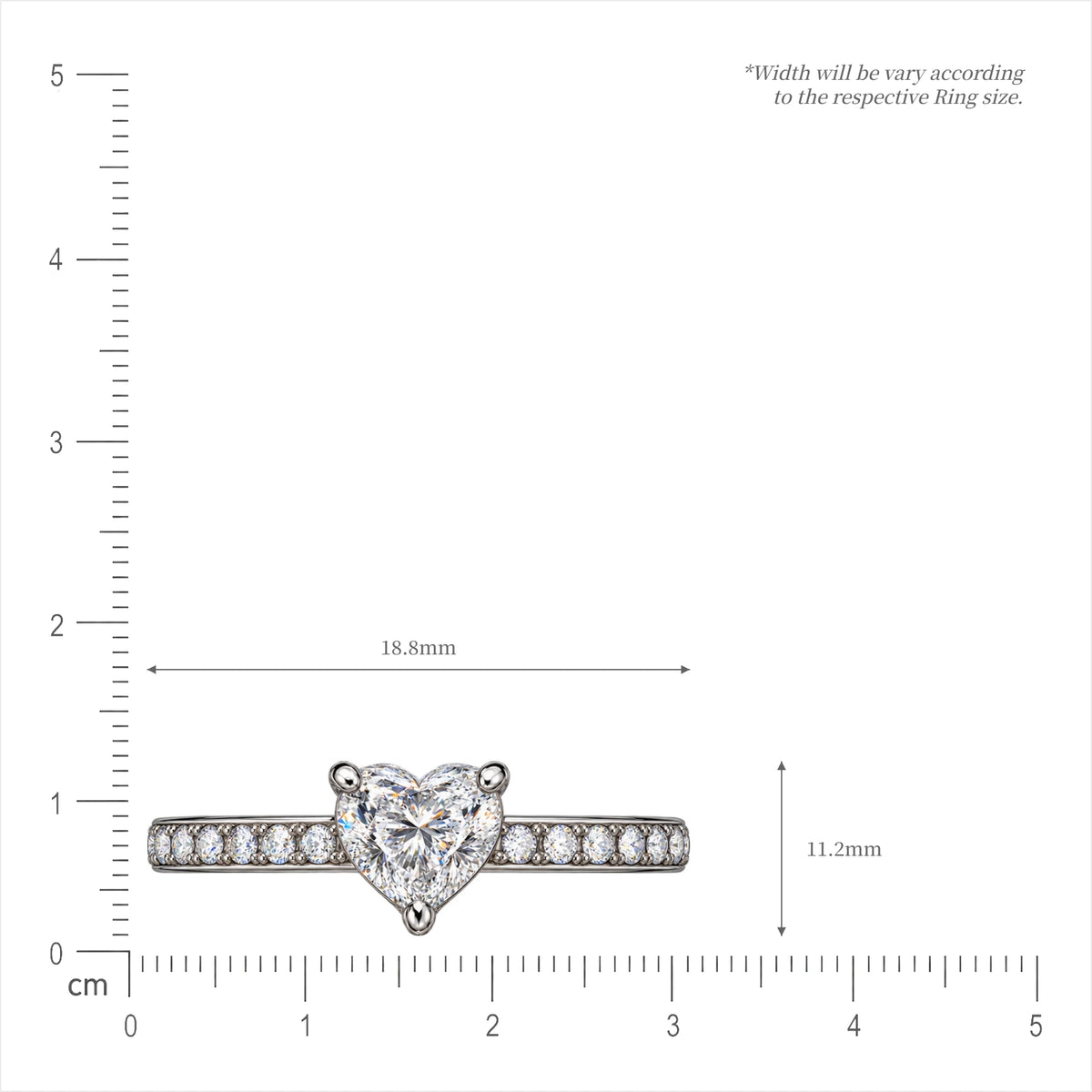 SI of 5 Ct Heart Cut Diamond Pavé Ring 