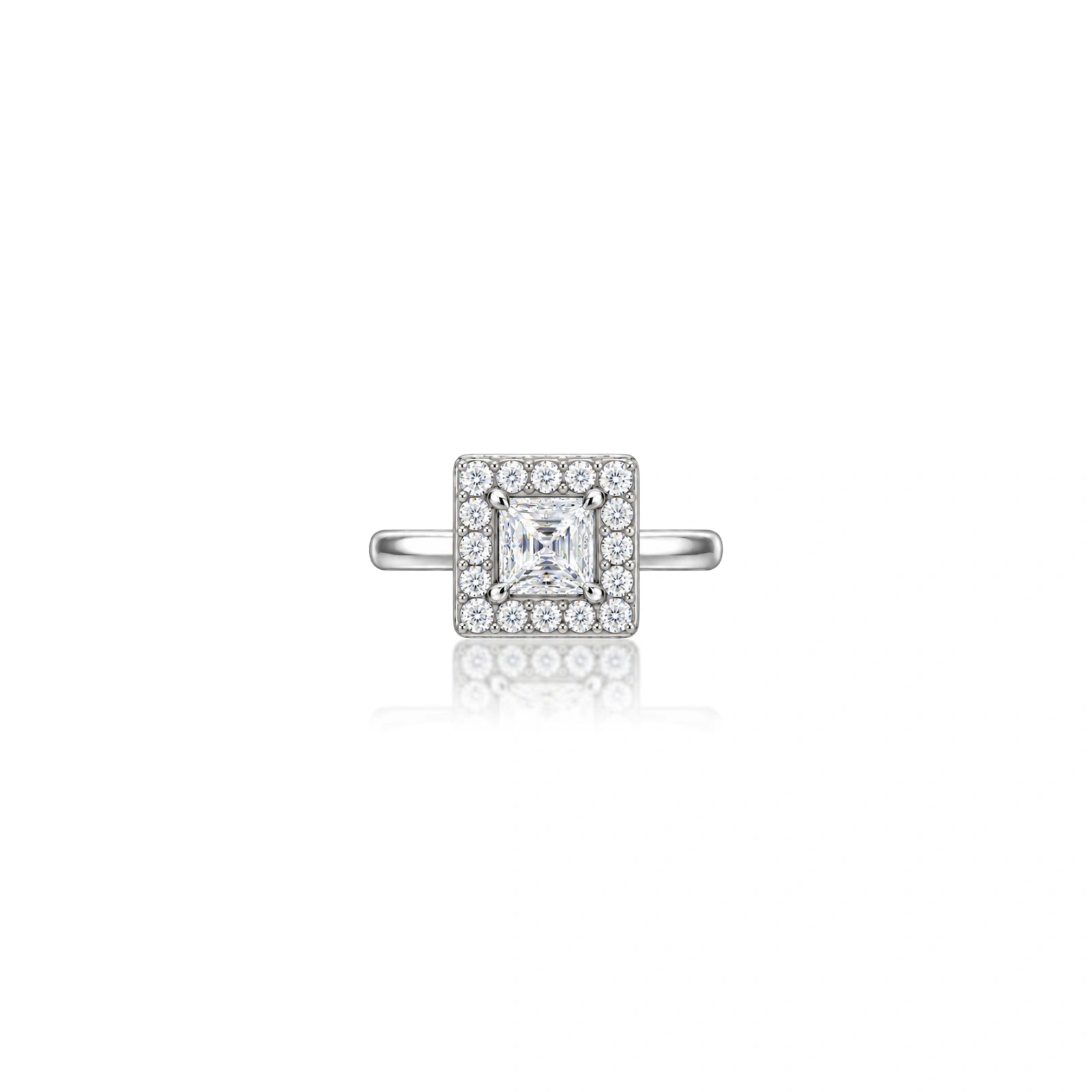 Elegant 0.5 Ct Princess Cut Diamond Halo Ring for Women by Fortune Jewellery