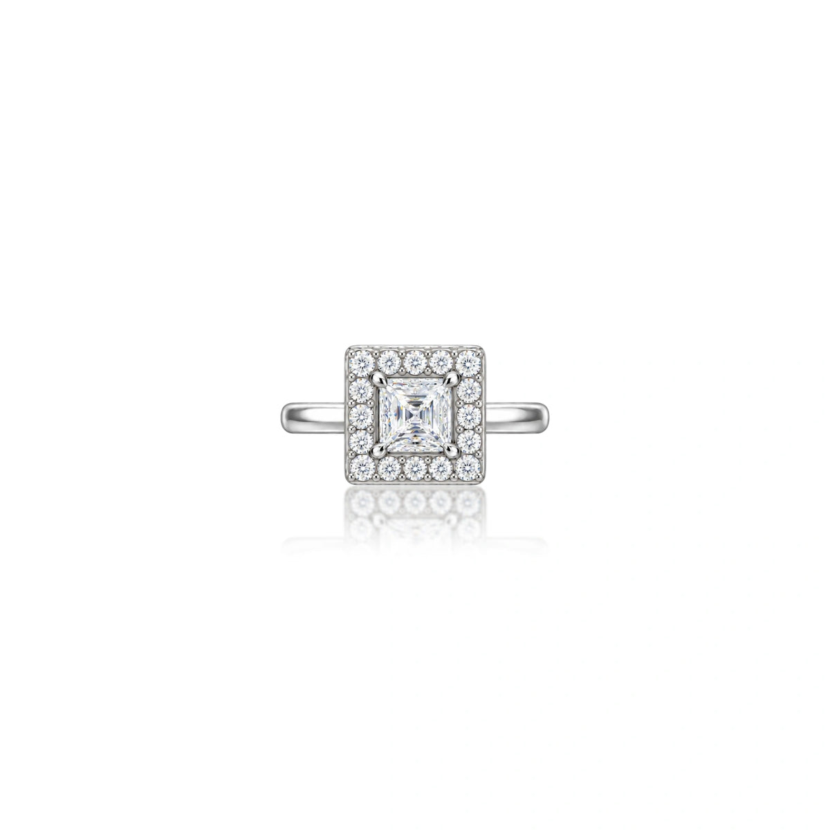 Elegant 0.5 Ct Princess Cut Diamond Halo Ring for Women by Fortune Jewellery