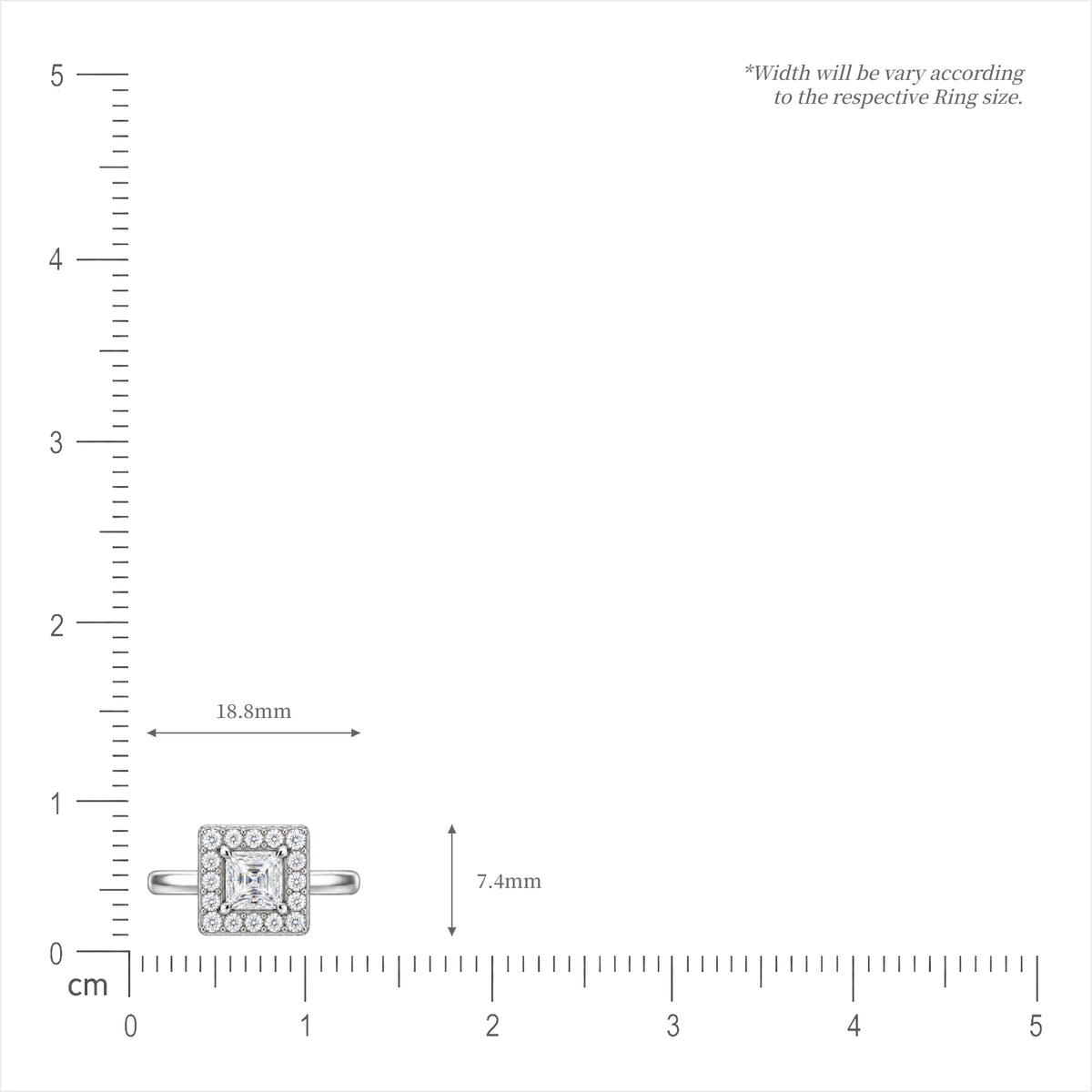SI of 0.5 Ct Princess Cut Diamond Halo Ring by Fortune Jewellery