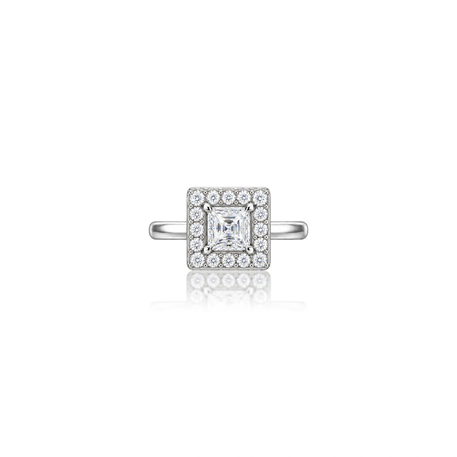 Stunning 0.75 Ct Princess Cut Diamond Halo Ring for Women