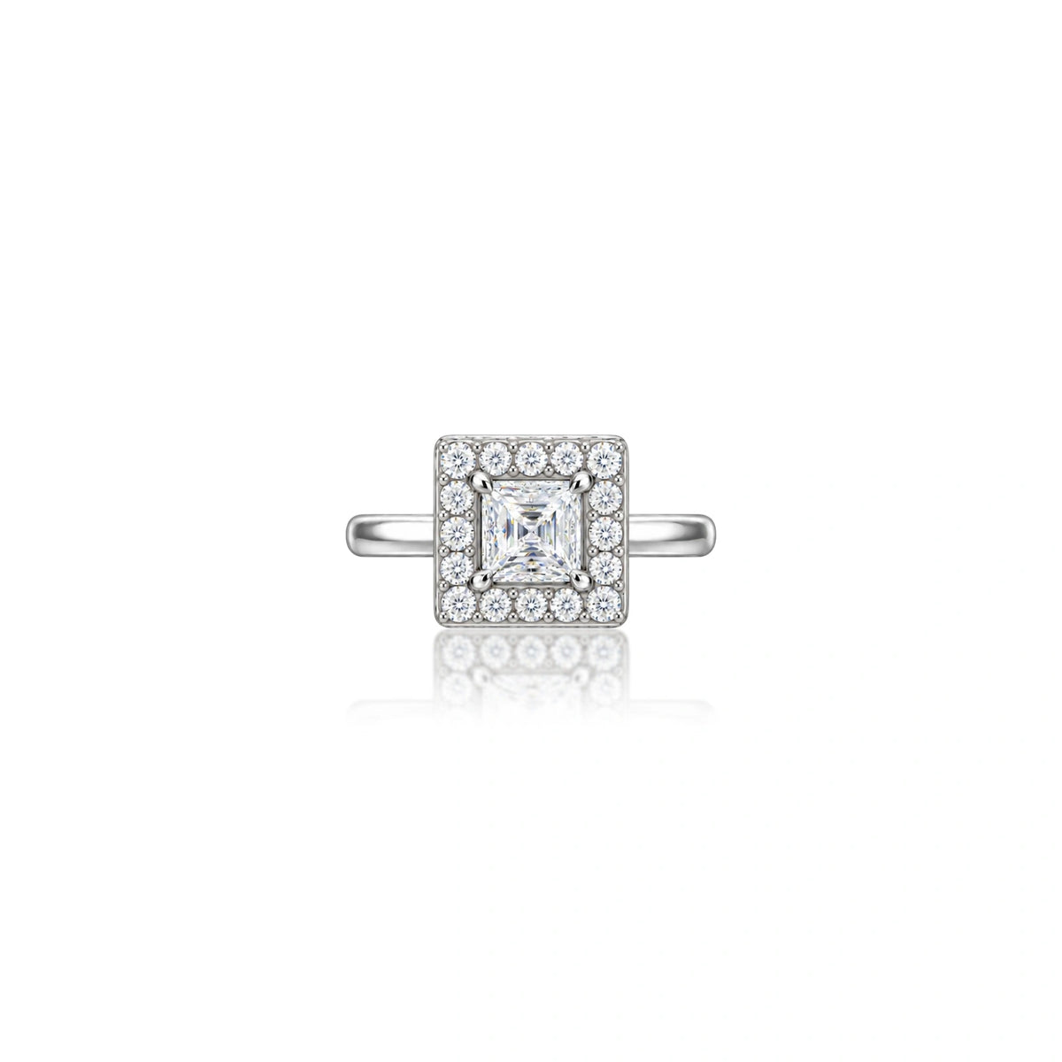Stunning 0.75 Ct Princess Cut Diamond Halo Ring for Women
