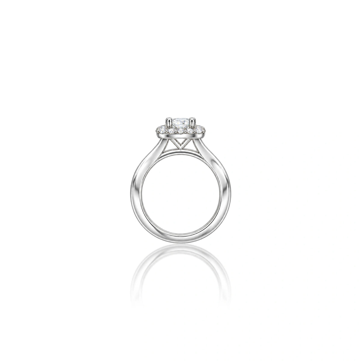 Glamorous 0.75 Ct Princess Cut Diamond Halo Ring for Women