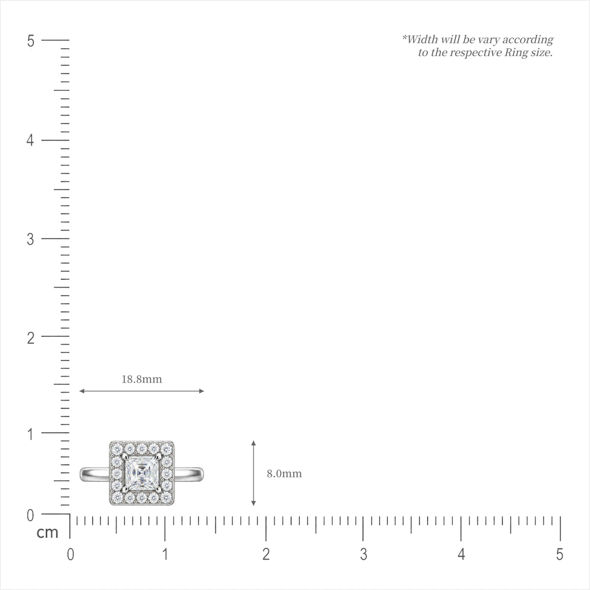 SI of 0.75 Ct Princess Cut Diamond Halo Ring