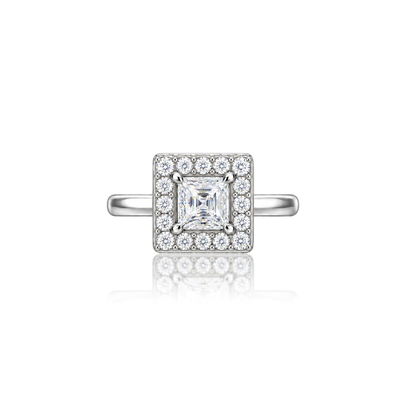 Charming 3 Ct Princess Cut Diamond Halo Ring for Women