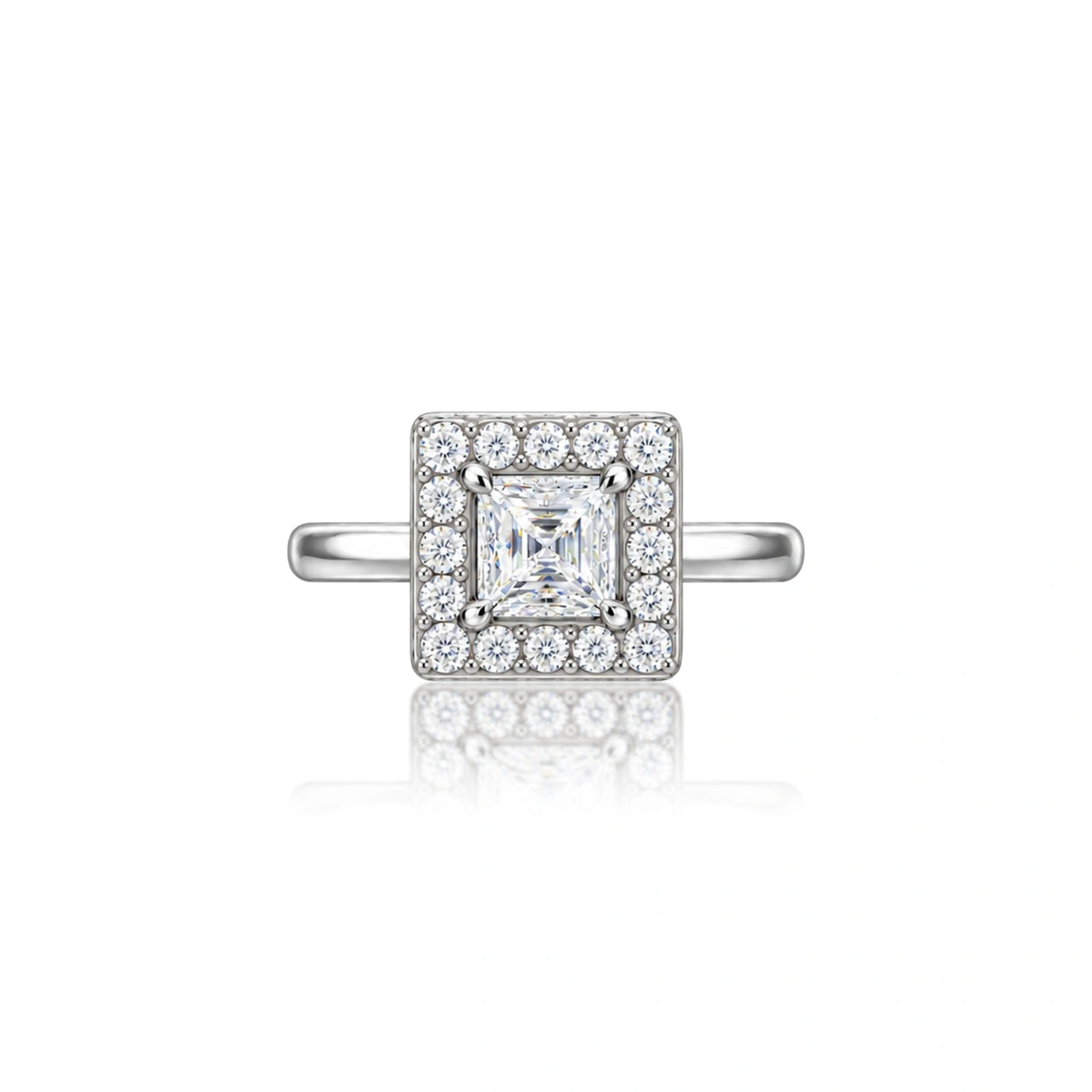 Charming 3 Ct Princess Cut Diamond Halo Ring for Women