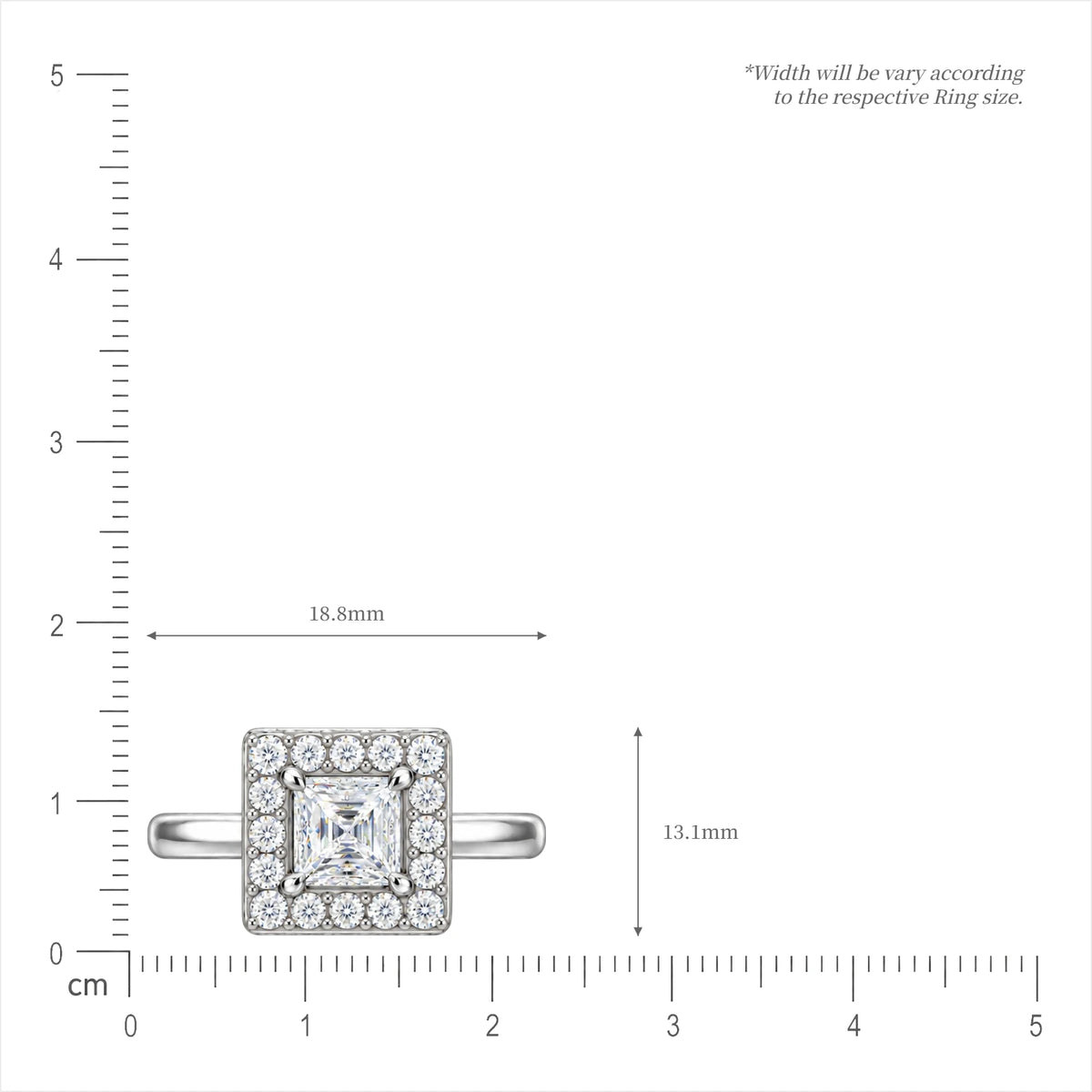 SI of 3 Ct Princess Cut Diamond Halo Ring