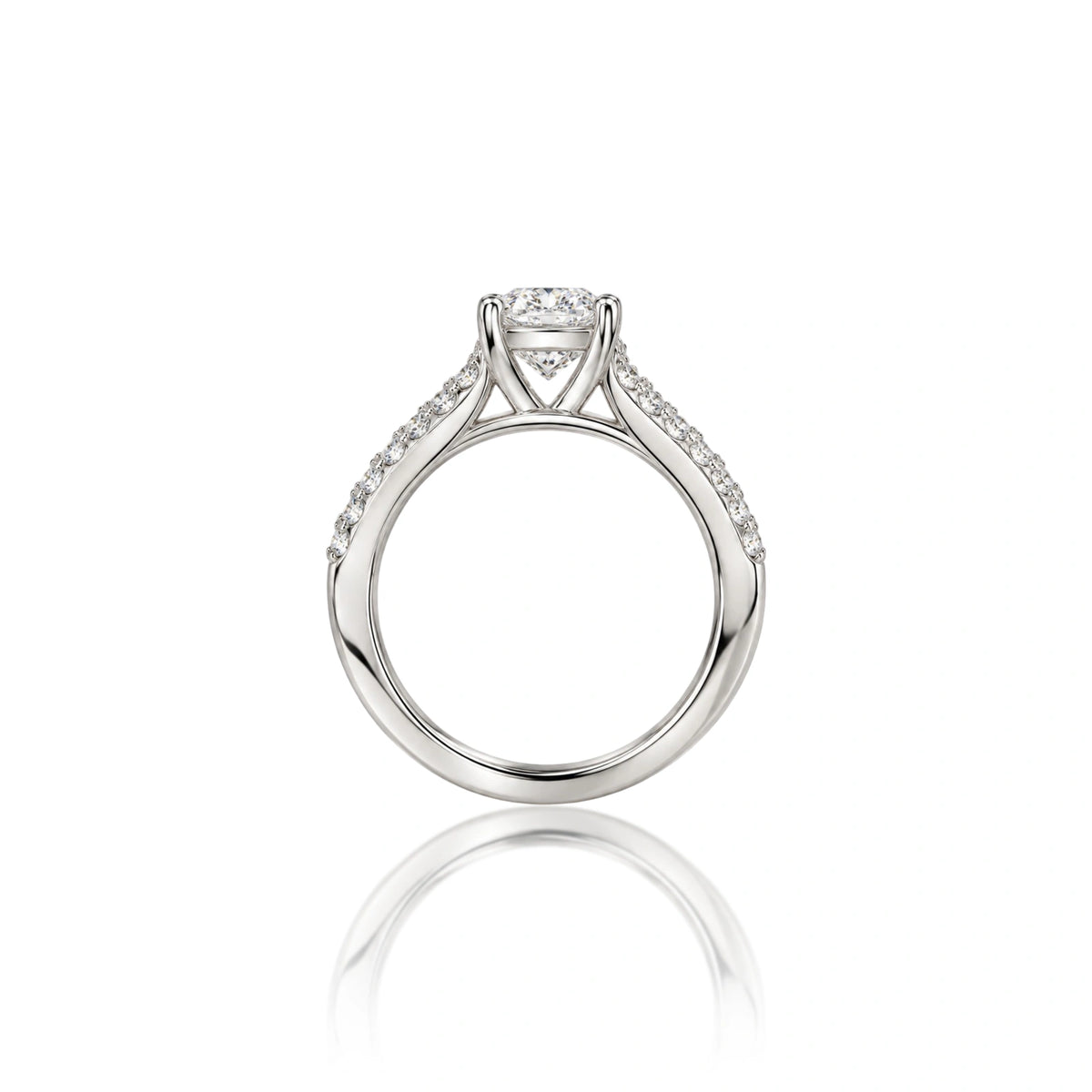 Back view of Dazzling Cushion Cut Lab Grown Diamond Rings