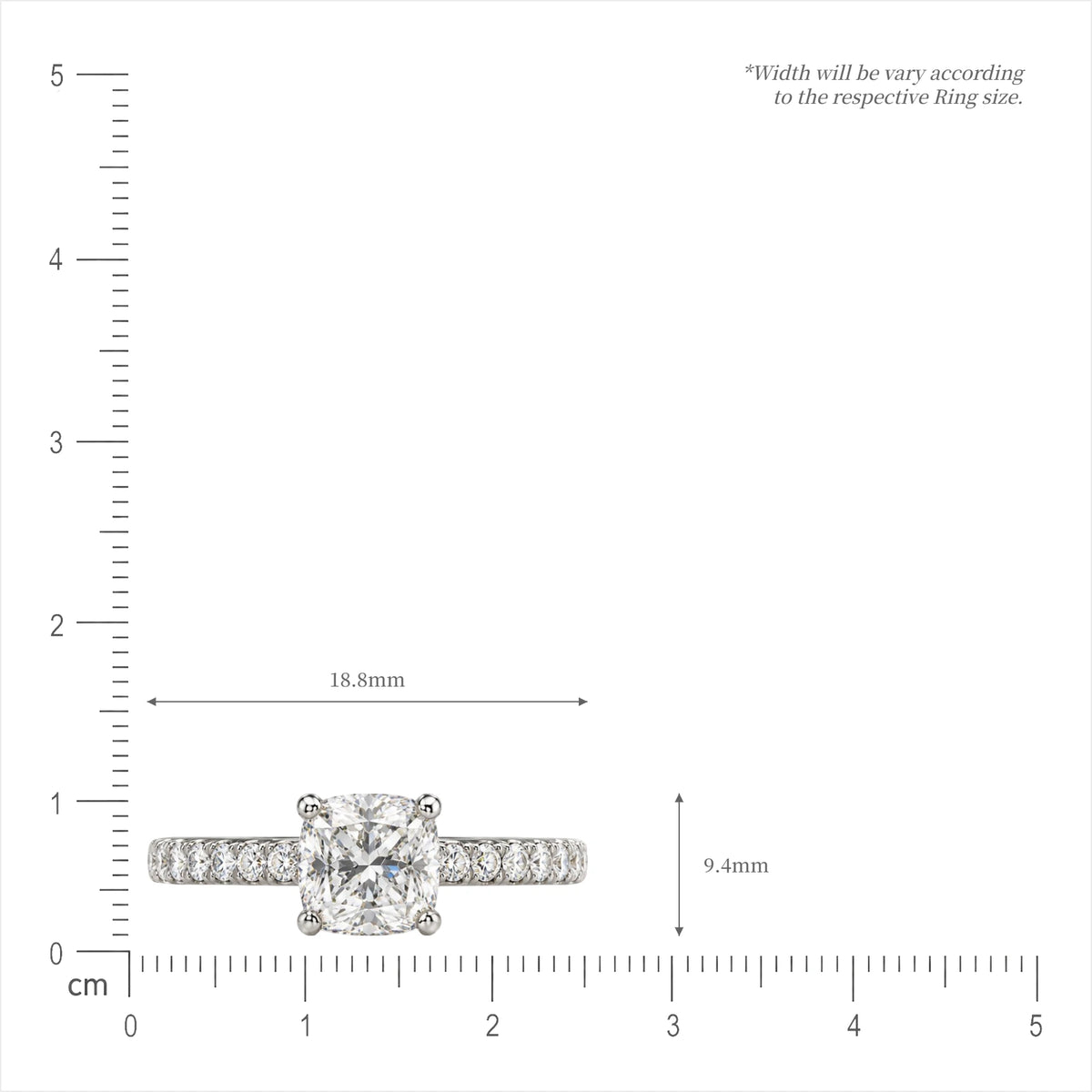 Scale image of Luxury Cushion Cut Diamond Rings