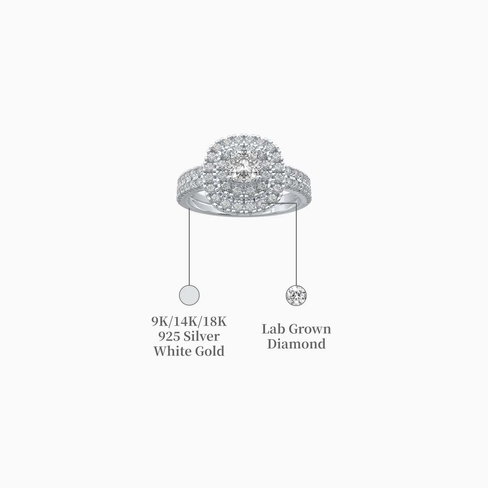 Celestial halo diamond ring descriptive image