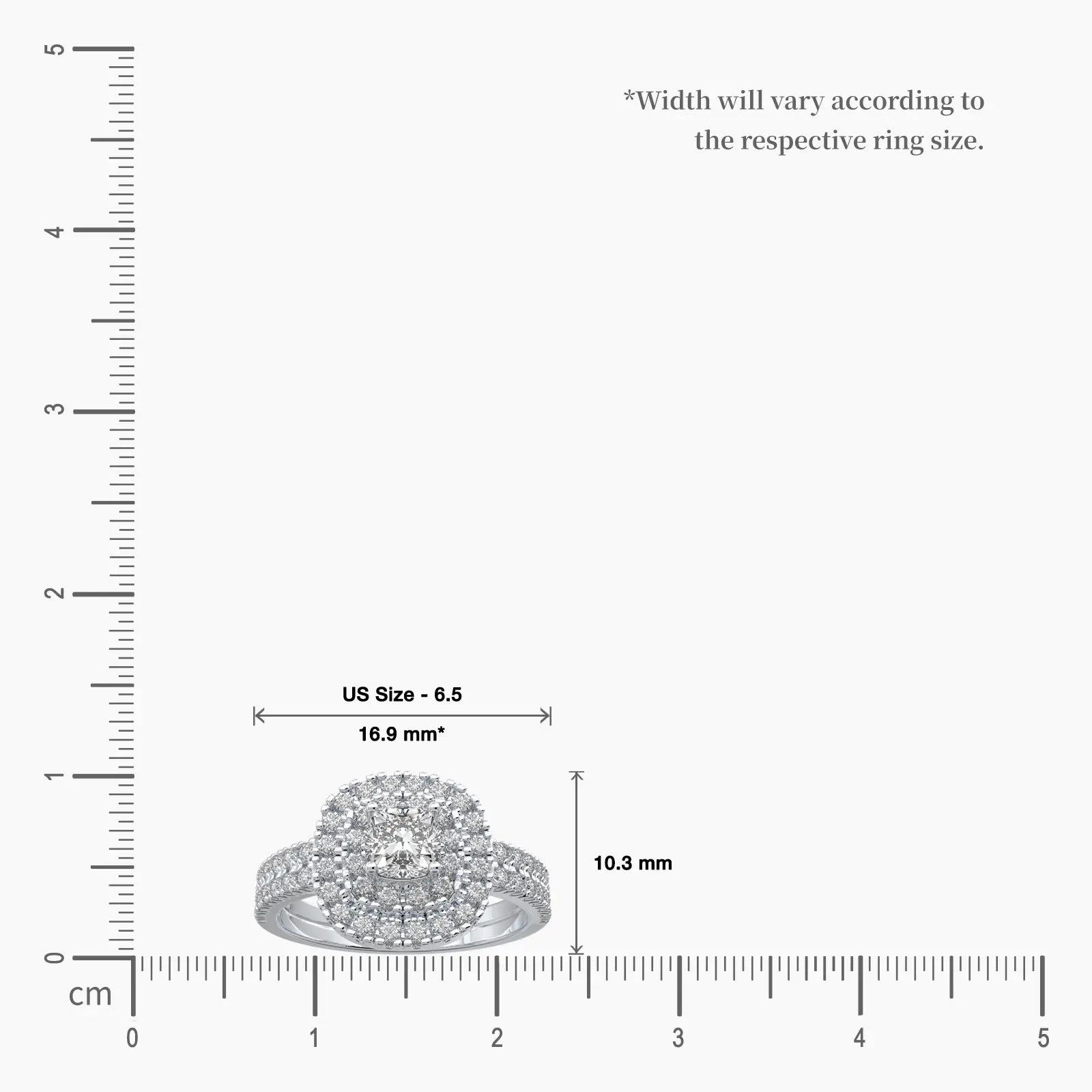 Celestial halo diamond ring scale image