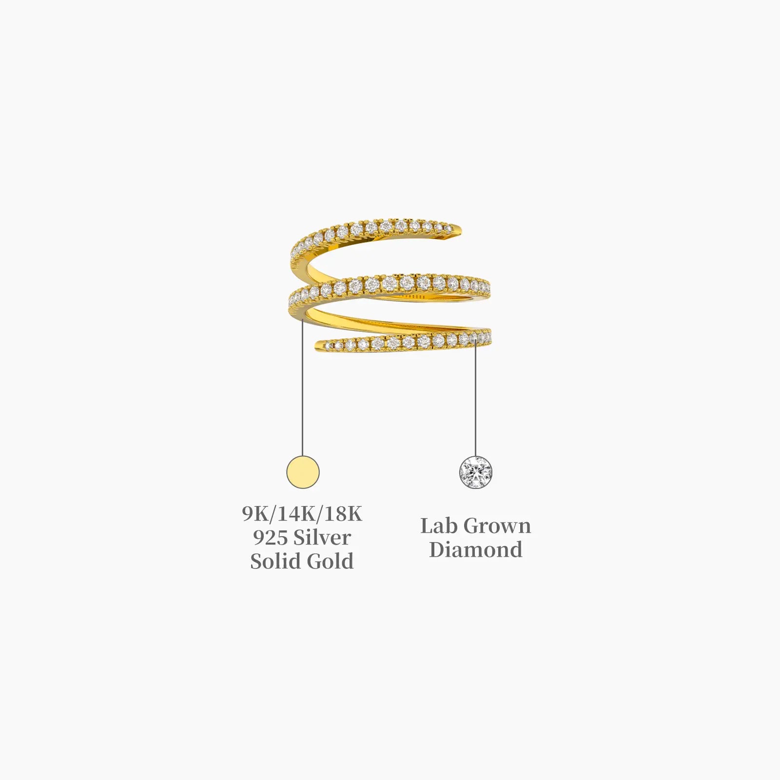Unique aurora spiral diamond ring  descriptive image