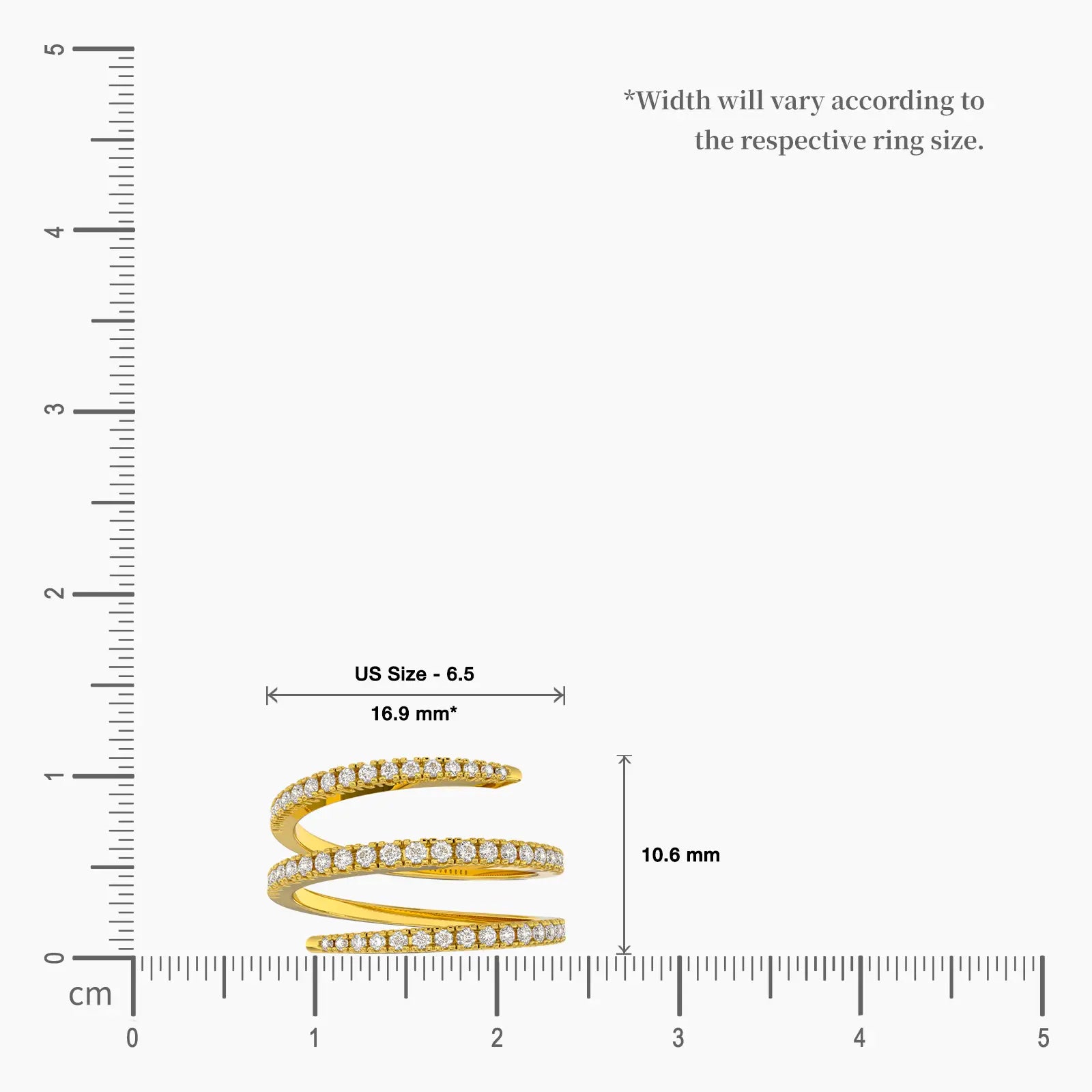 Unique aurora spiral diamond ring scale image