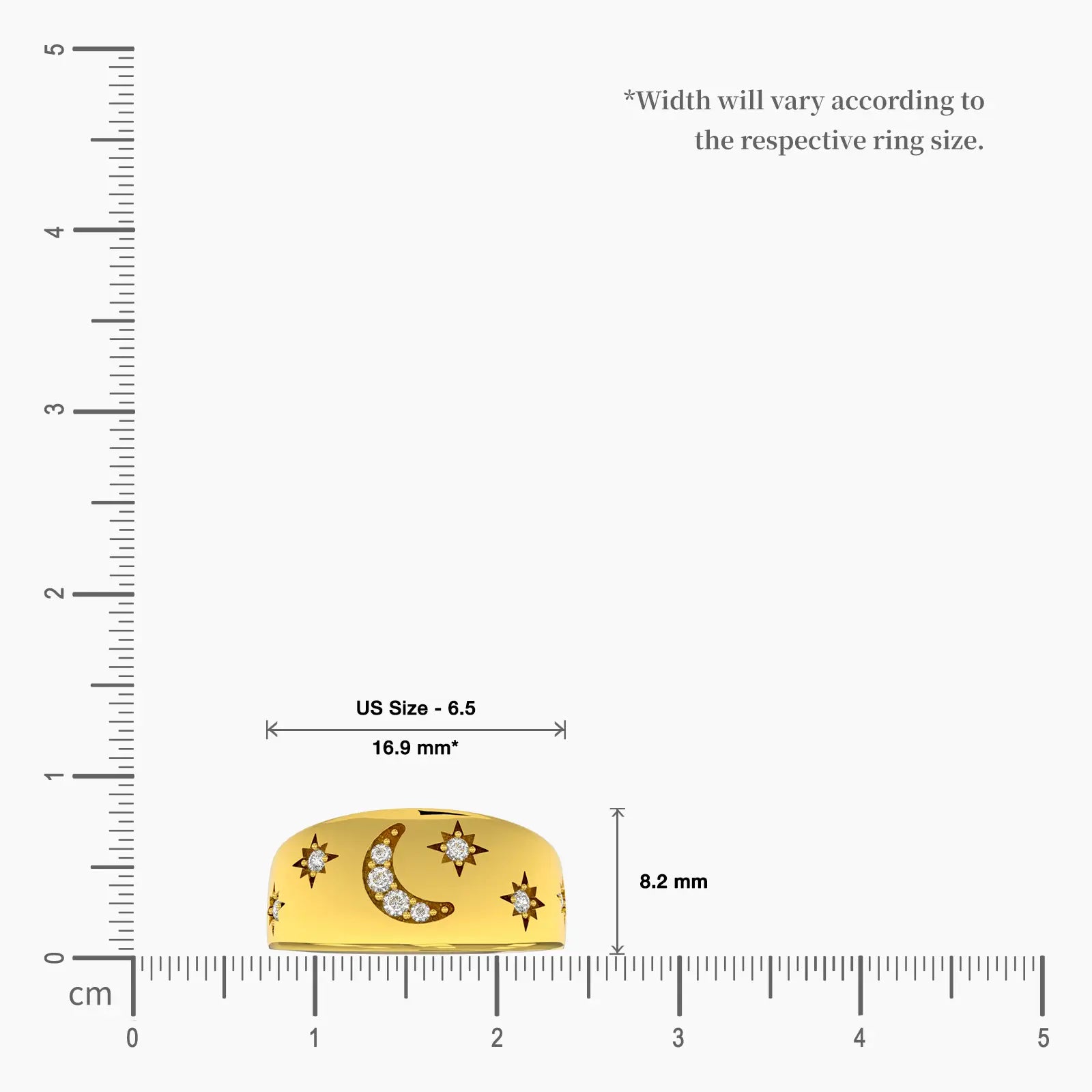 Trendy celestial moon diamond ring scale image