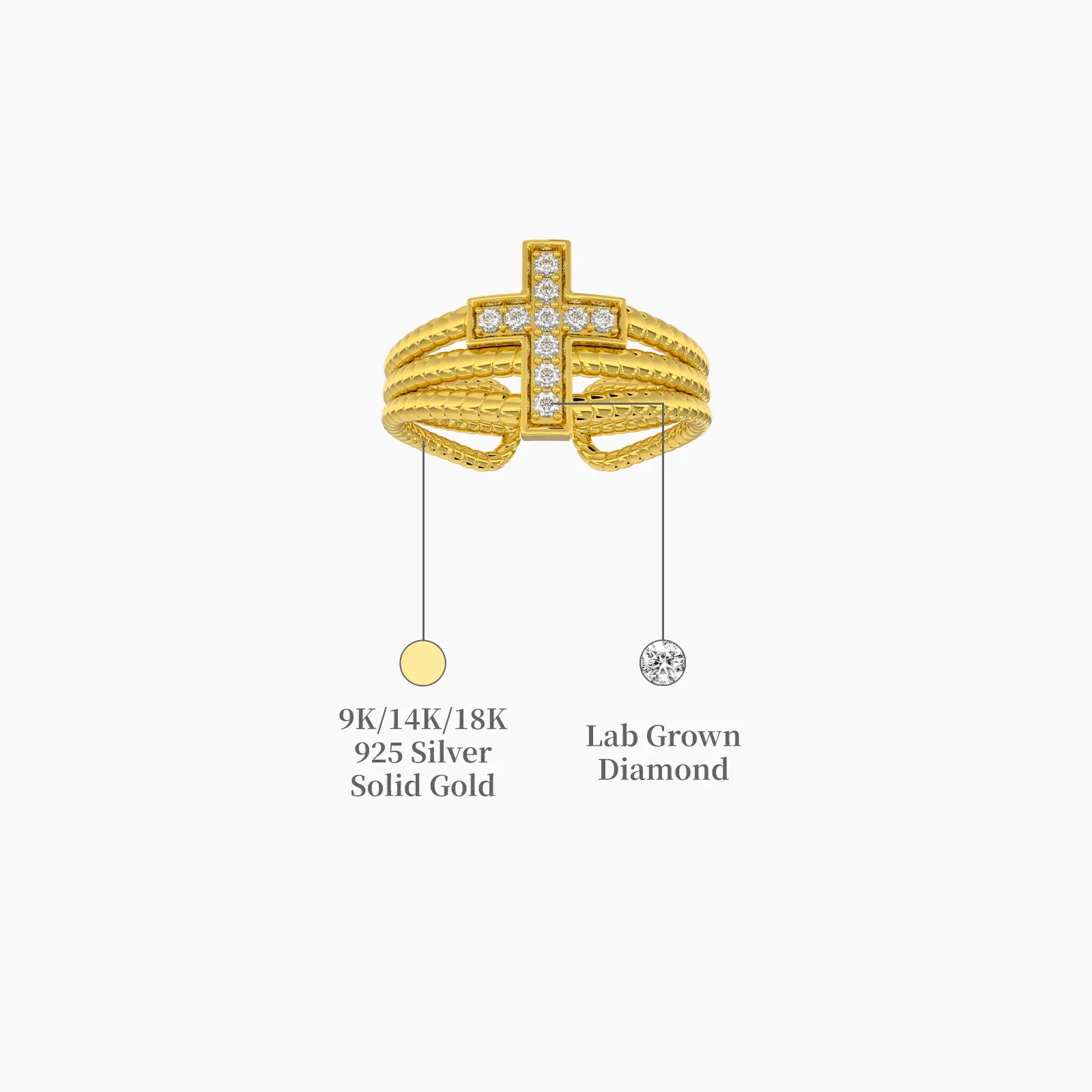 Unisex divine cross diamond ring descriptive image
