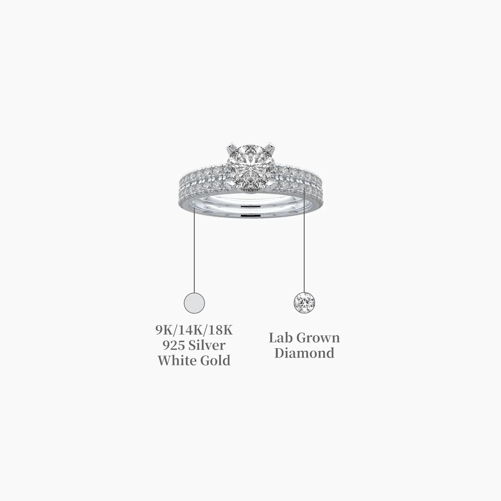 Round cluster double band diamond ring descriptive image