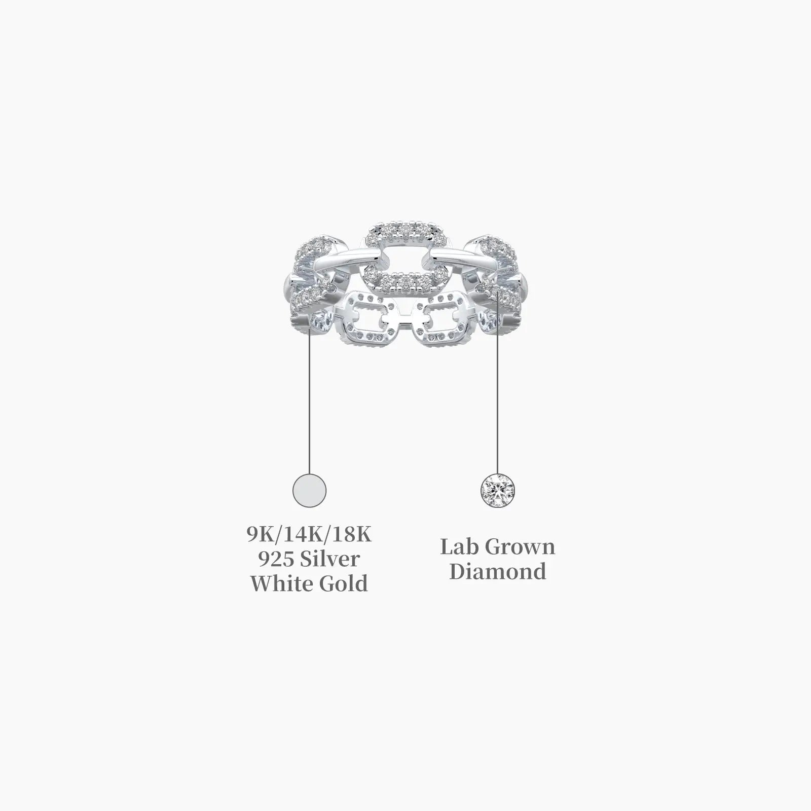 Oval link diamond ring valentine gift descriptive image