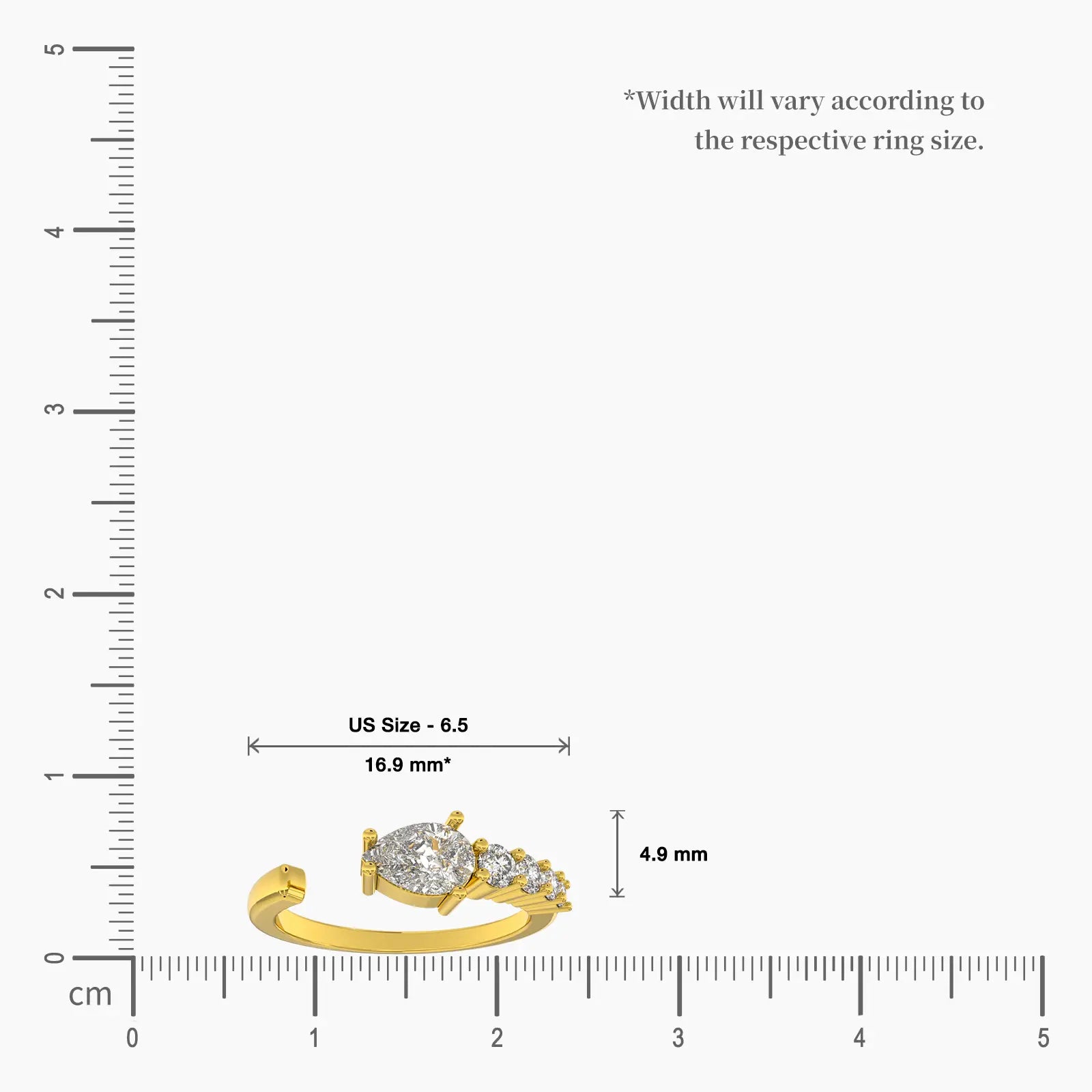 Pear diamond open top ring valentine gift scale image