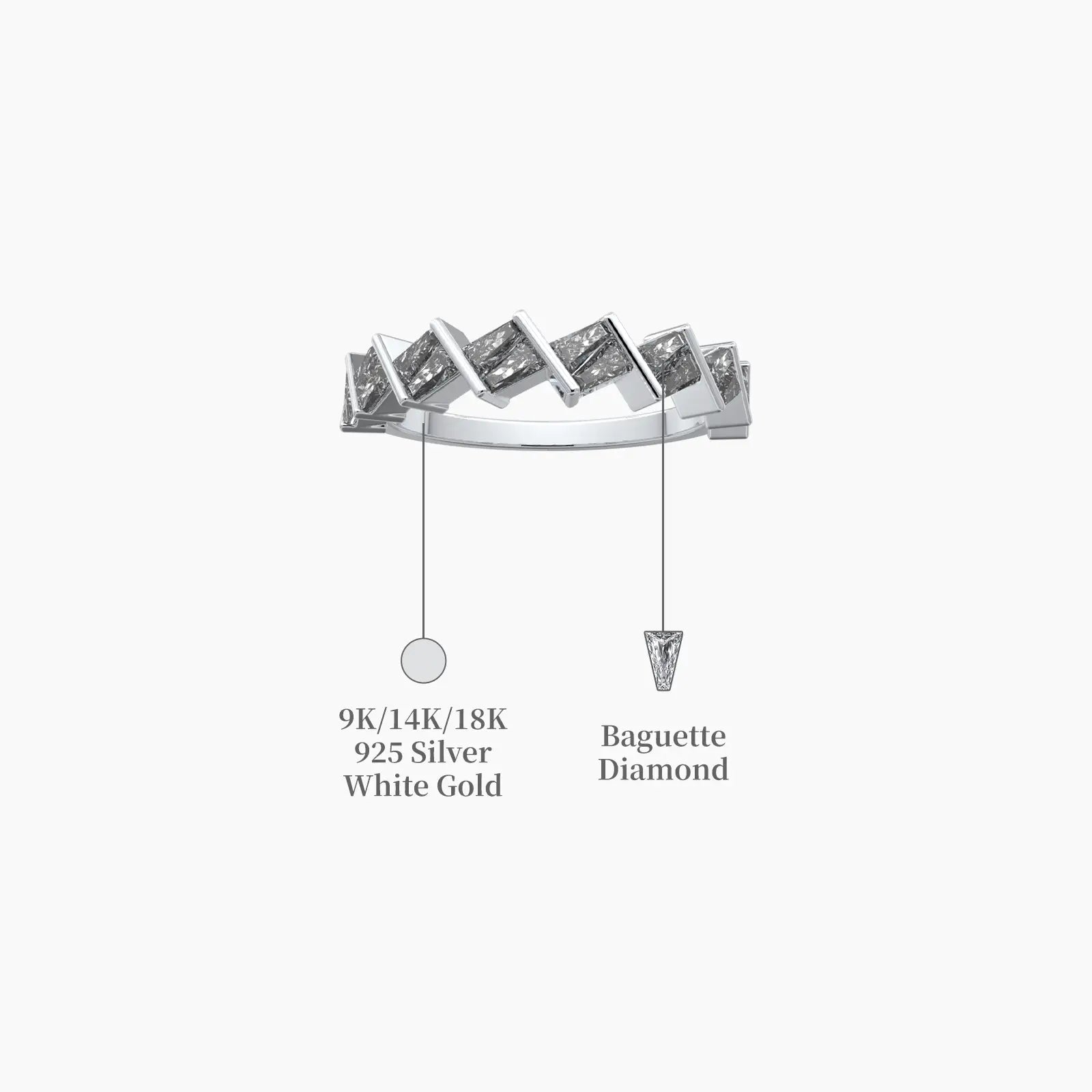  Zigzag princess diamond band valentine gift descriptive image