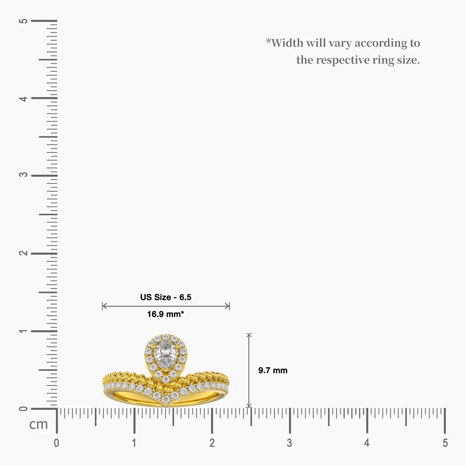 Pear halo v shaped ring valentine gift scale image
