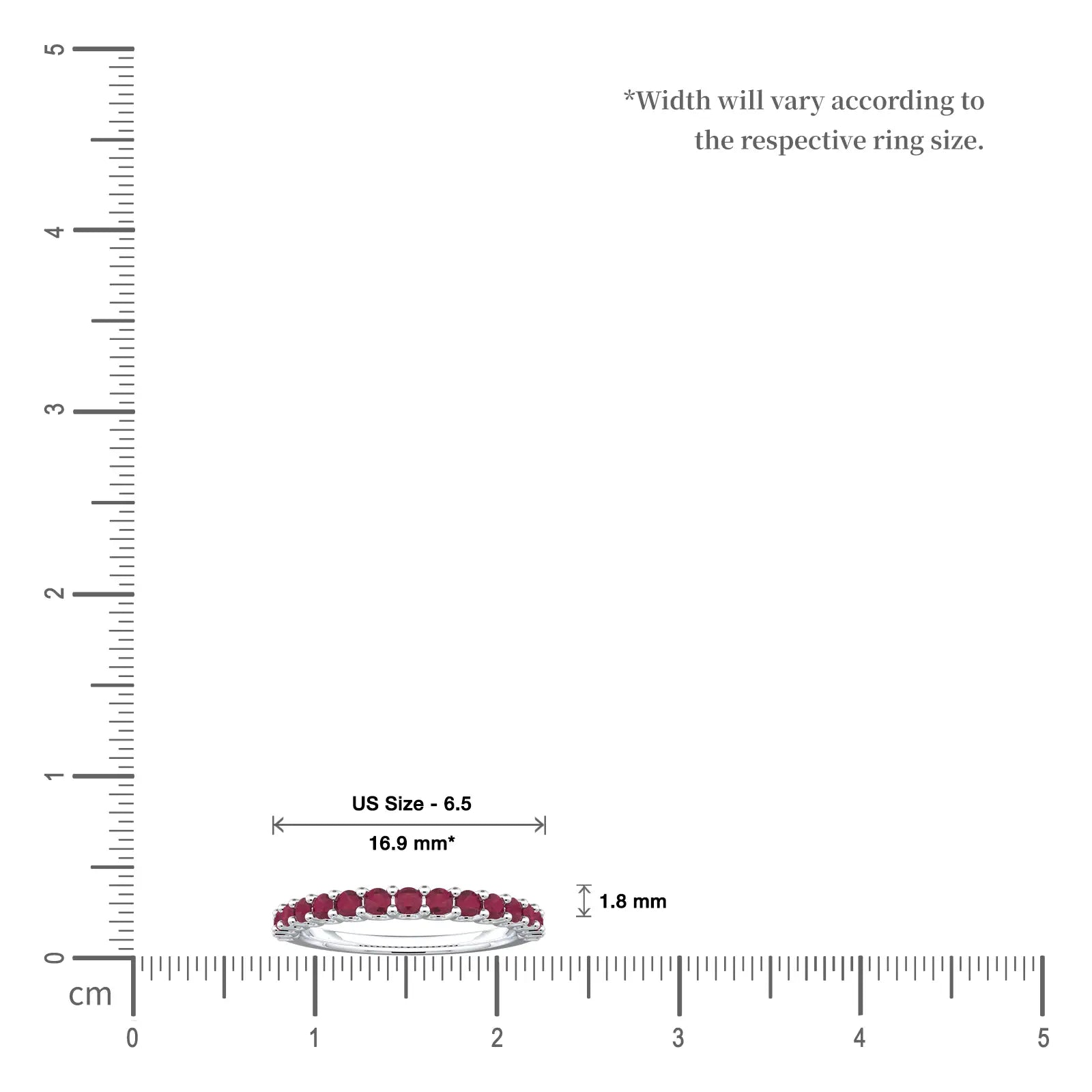 January Birthstone Half Eternity Garnet Ring scale image