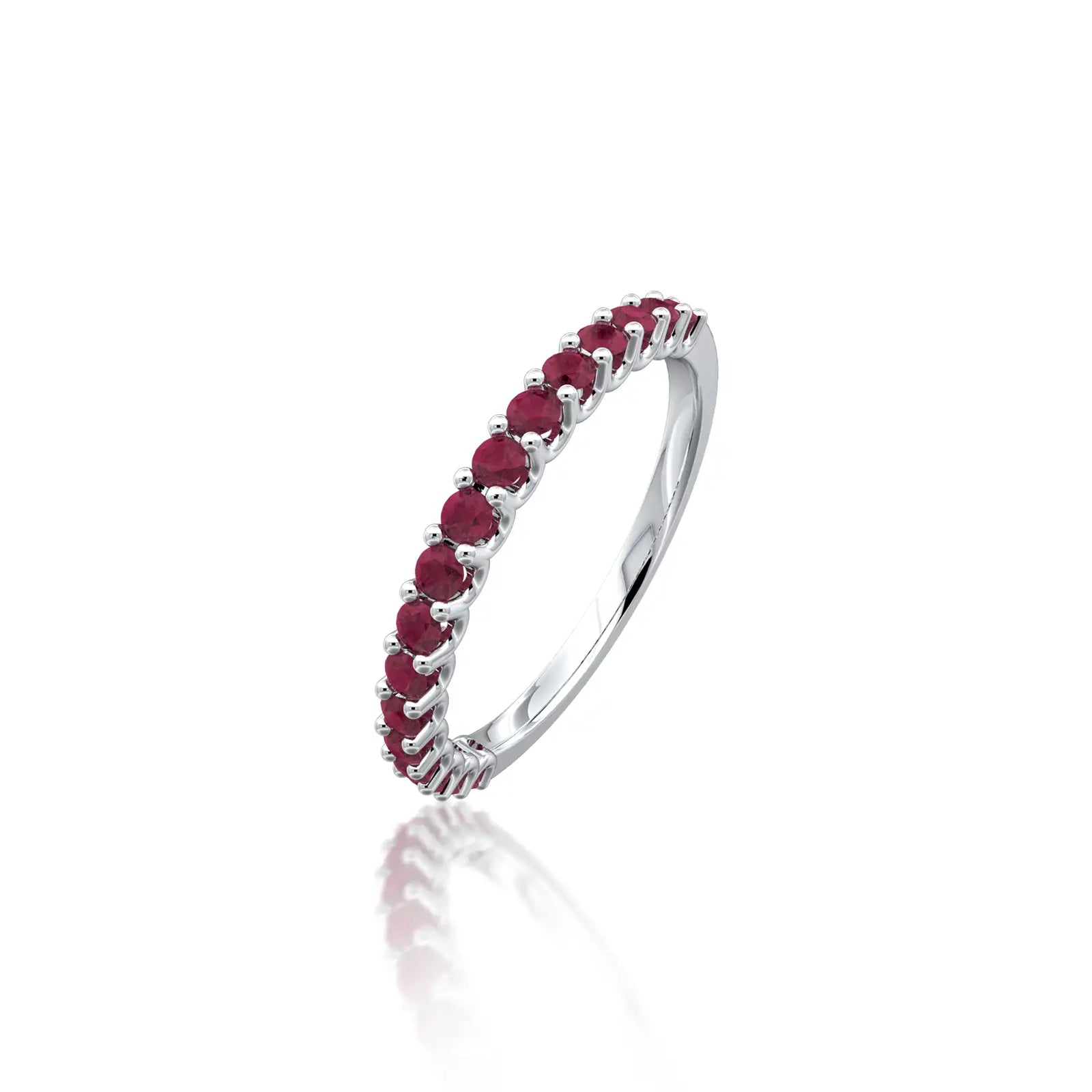 January Birthstone Half Eternity Garnet Ring