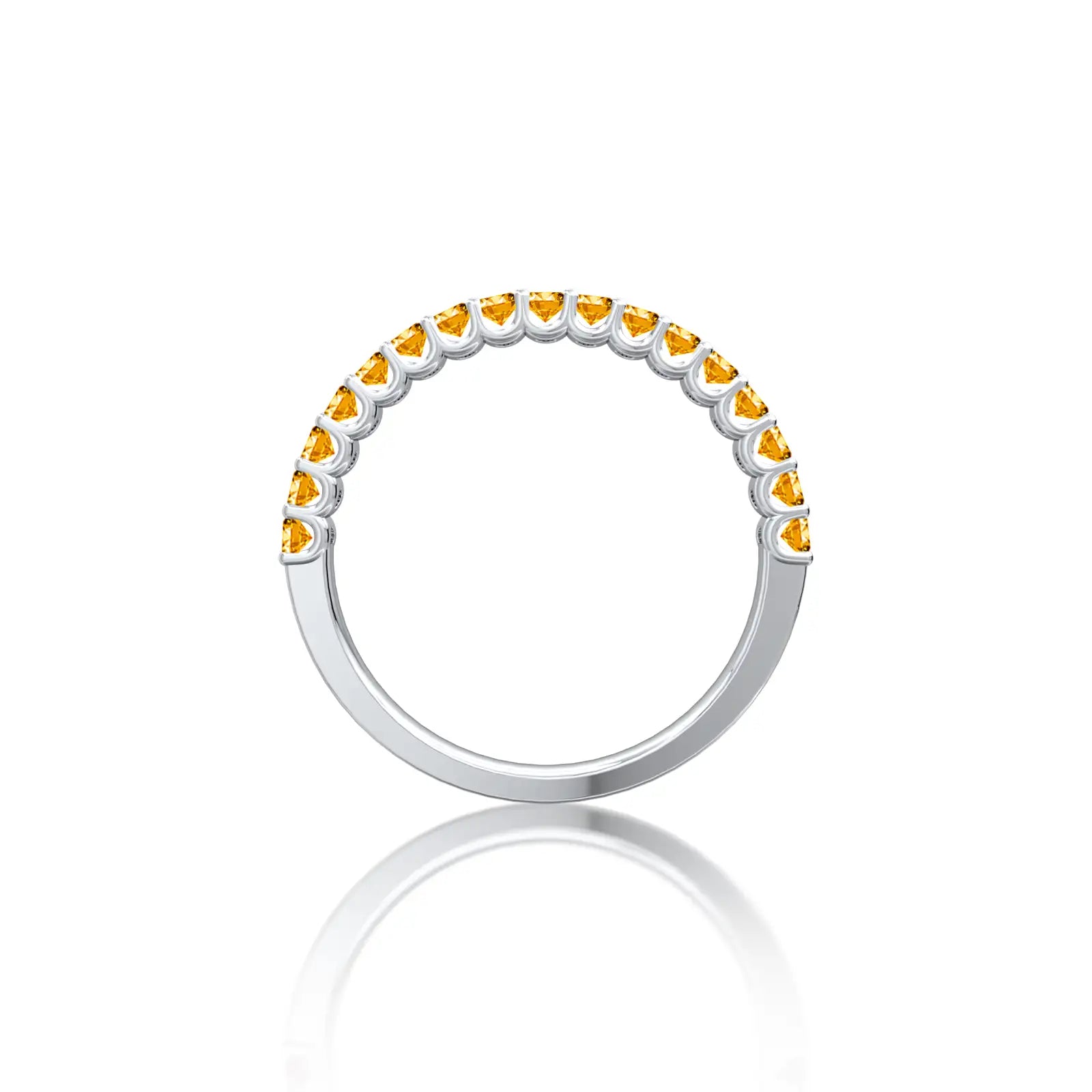 White gold november birthstone half eternity citrine ring for women