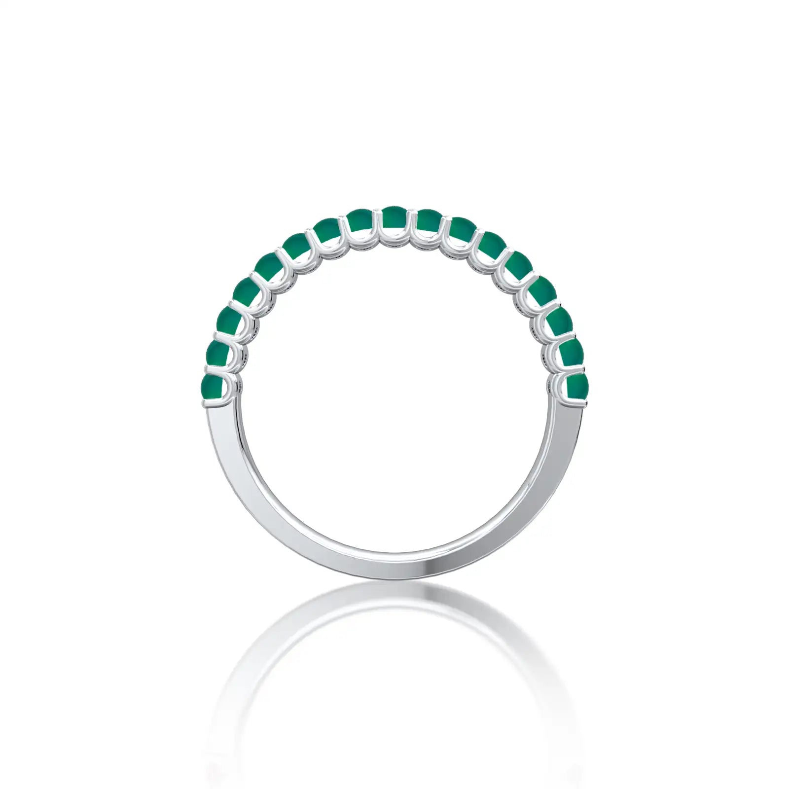 White gold may birthstone half eternity green agate ring